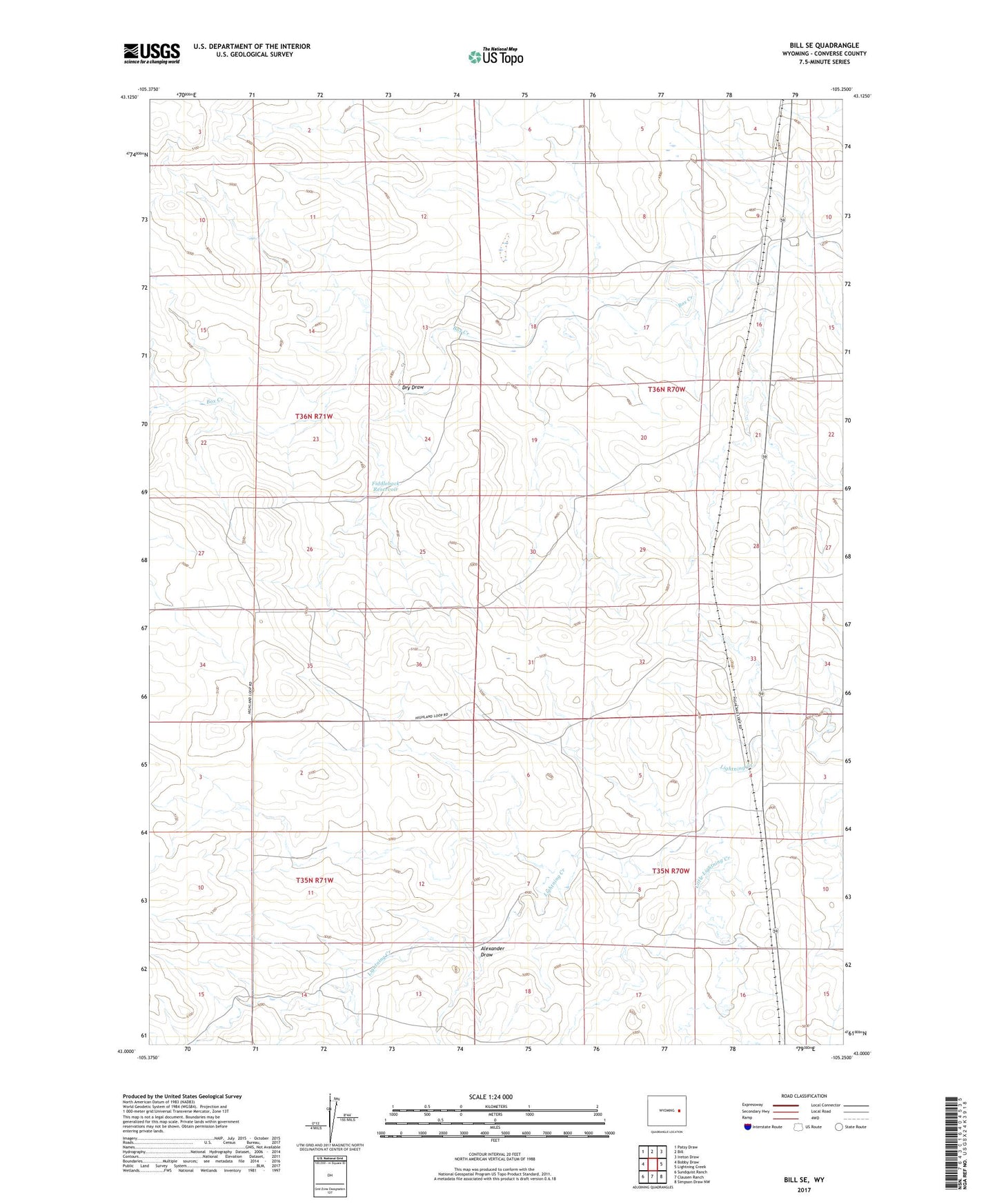 Bill SE Wyoming US Topo Map Image