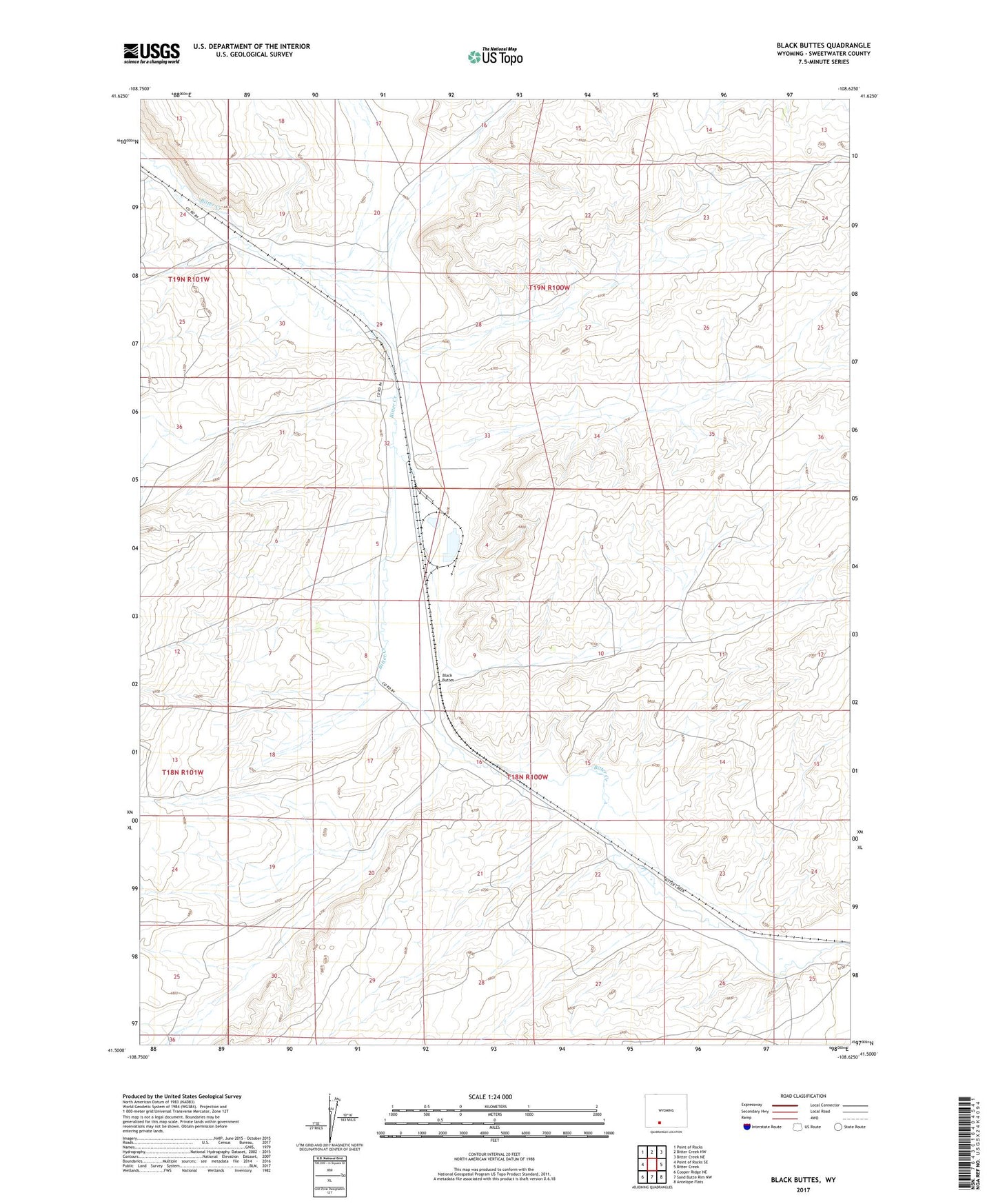 Black Buttes Wyoming US Topo Map Image
