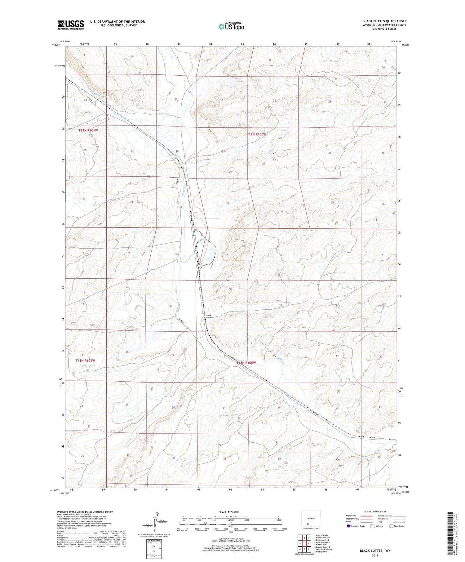 Black Buttes Wyoming US Topo Map Image