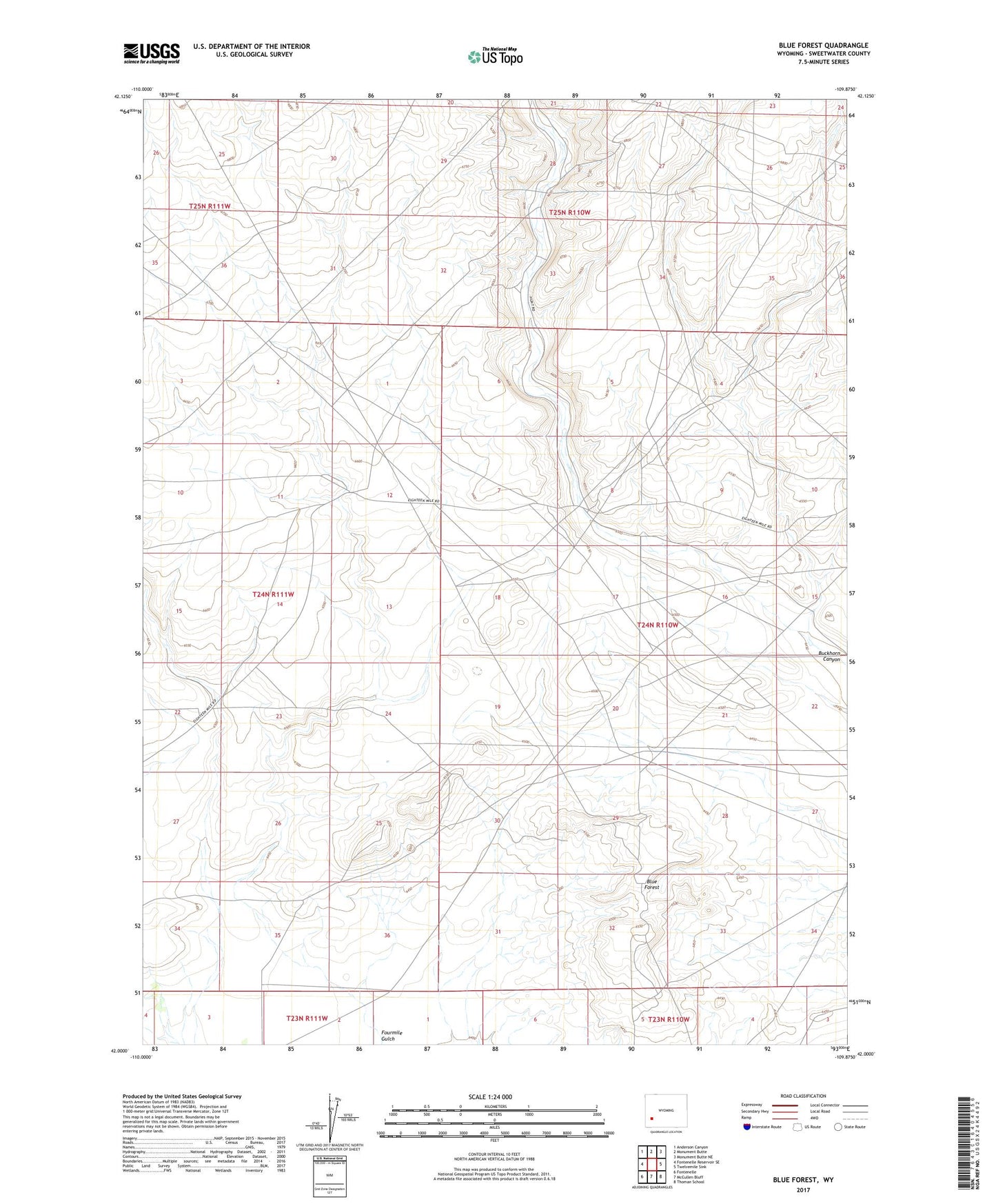 Blue Forest Wyoming US Topo Map Image