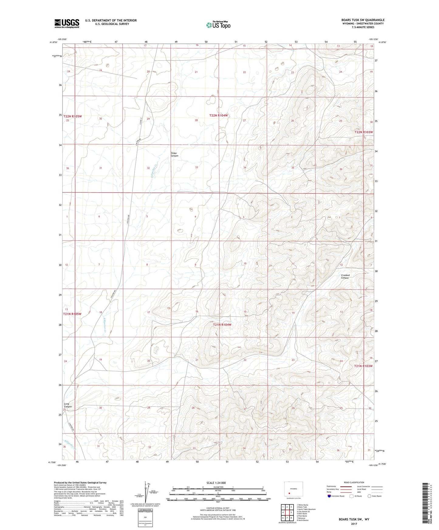 Boars Tusk SW Wyoming US Topo Map Image