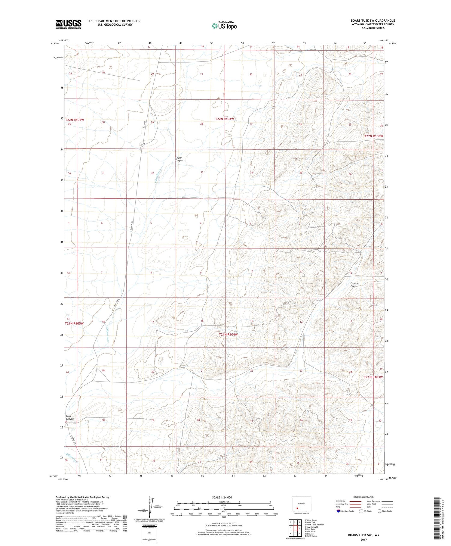 Boars Tusk SW Wyoming US Topo Map Image