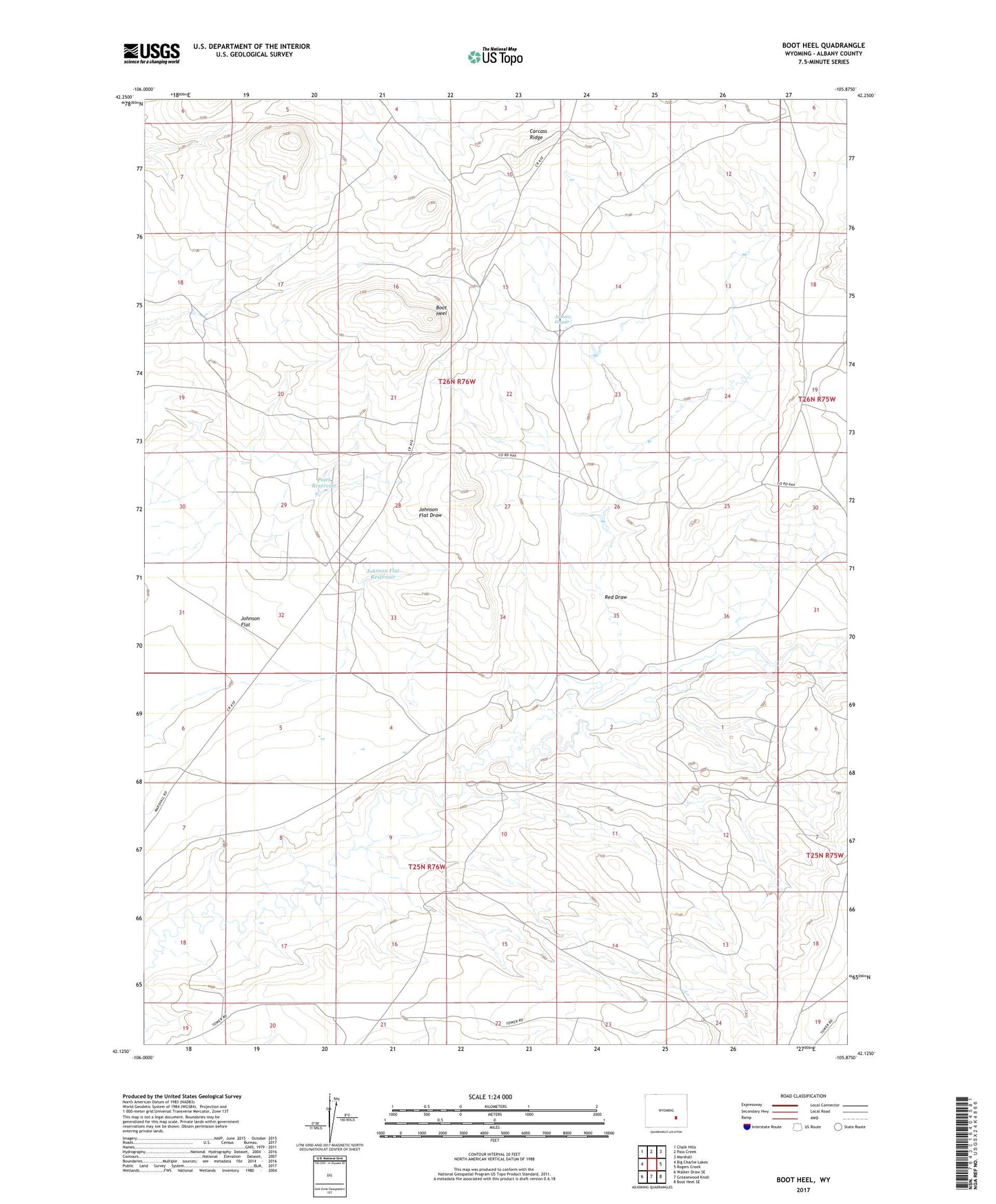 Boot Heel Wyoming US Topo Map Image