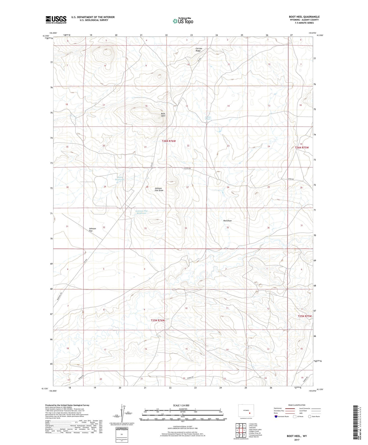 Boot Heel Wyoming US Topo Map Image