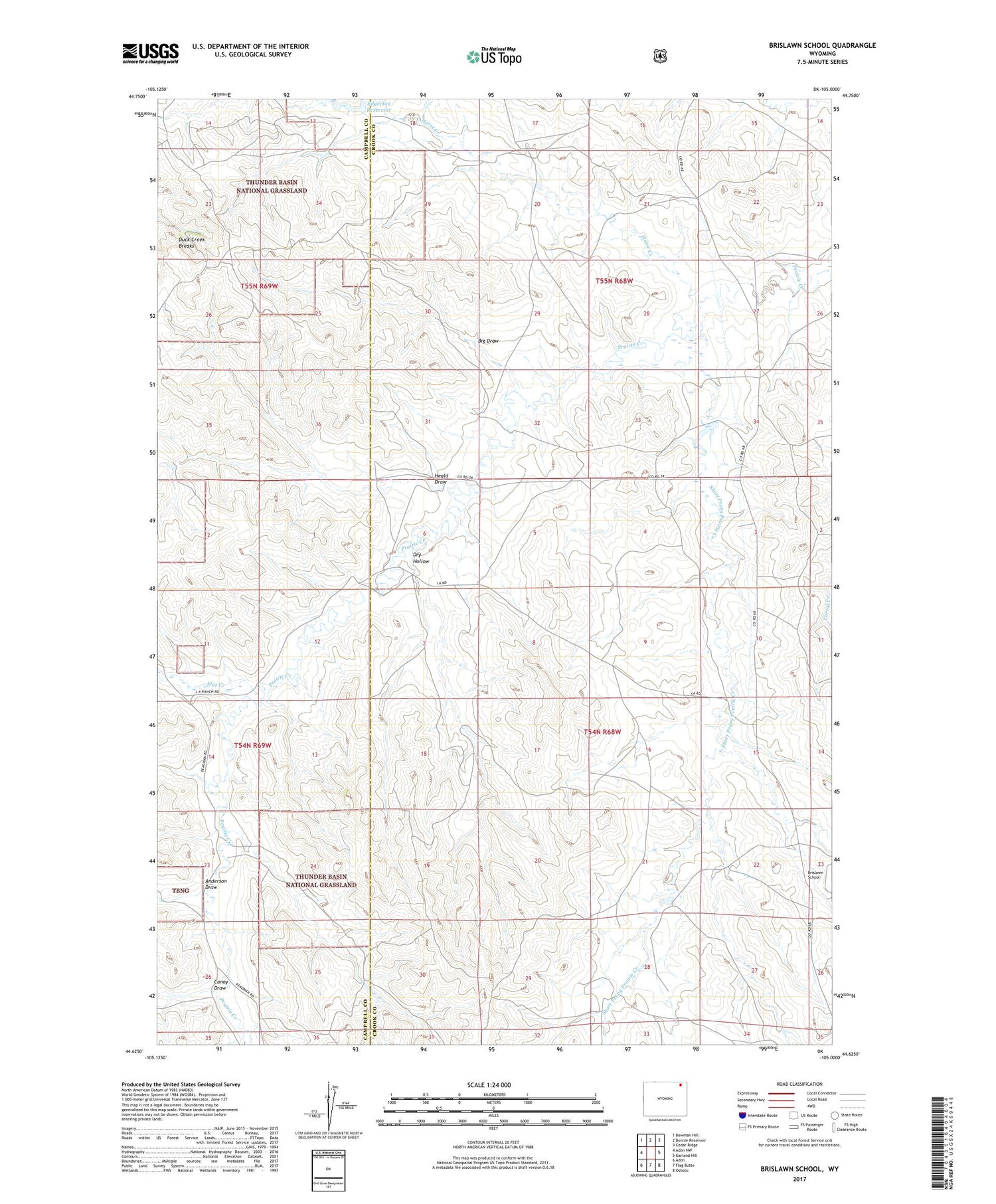Brislawn School Wyoming US Topo Map Image