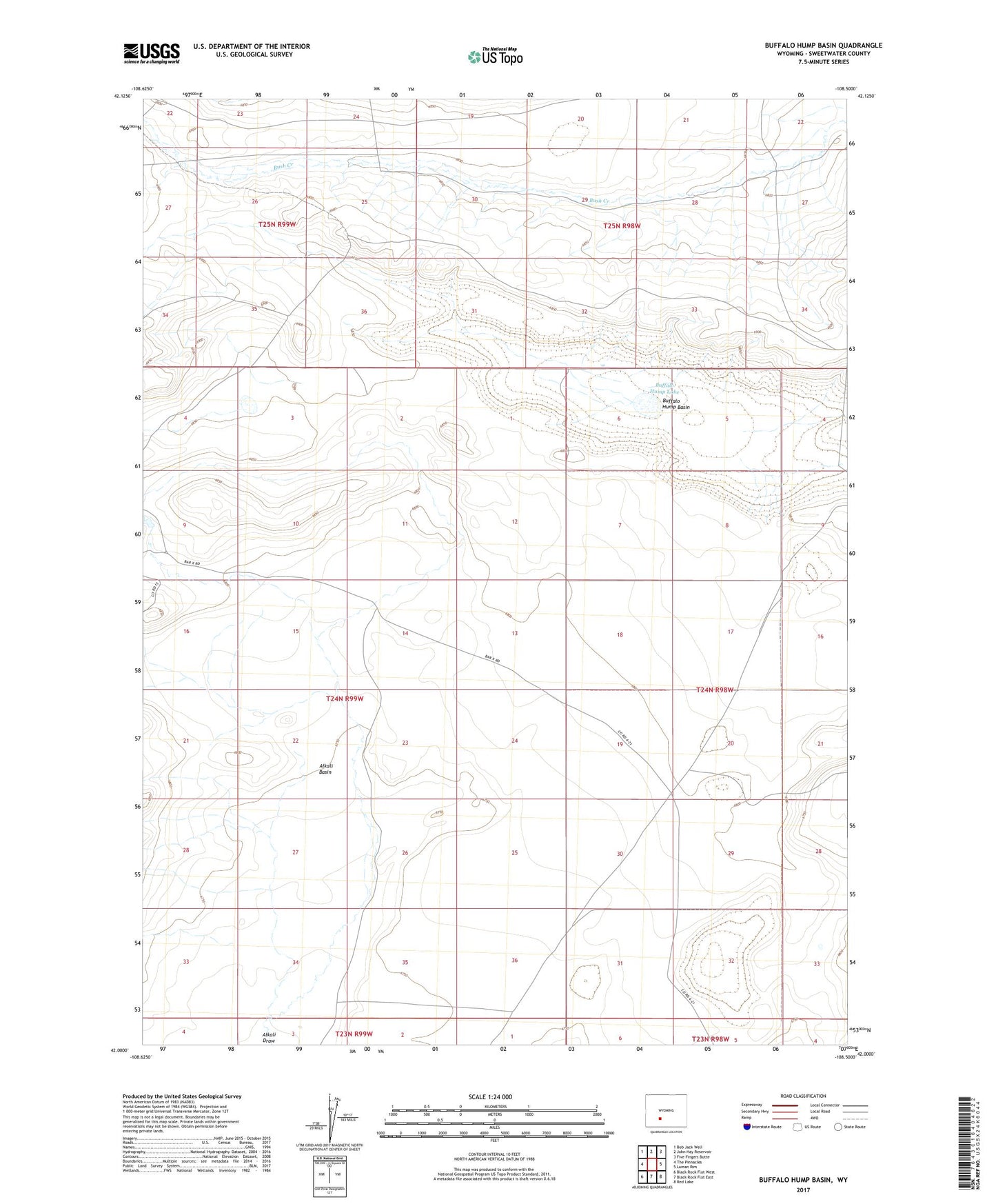 Buffalo Hump Basin Wyoming US Topo Map Image