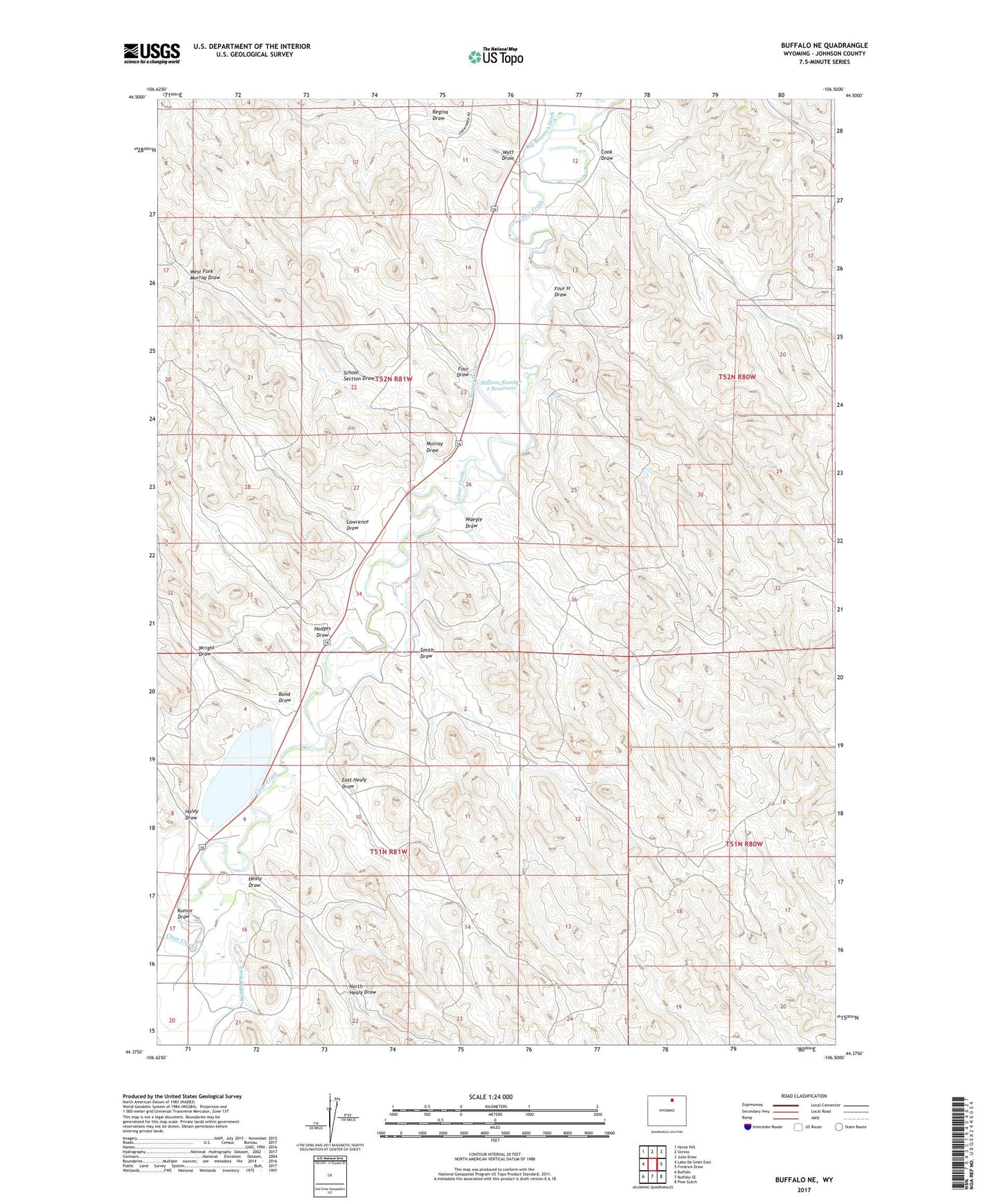 Buffalo NE Wyoming US Topo Map Image