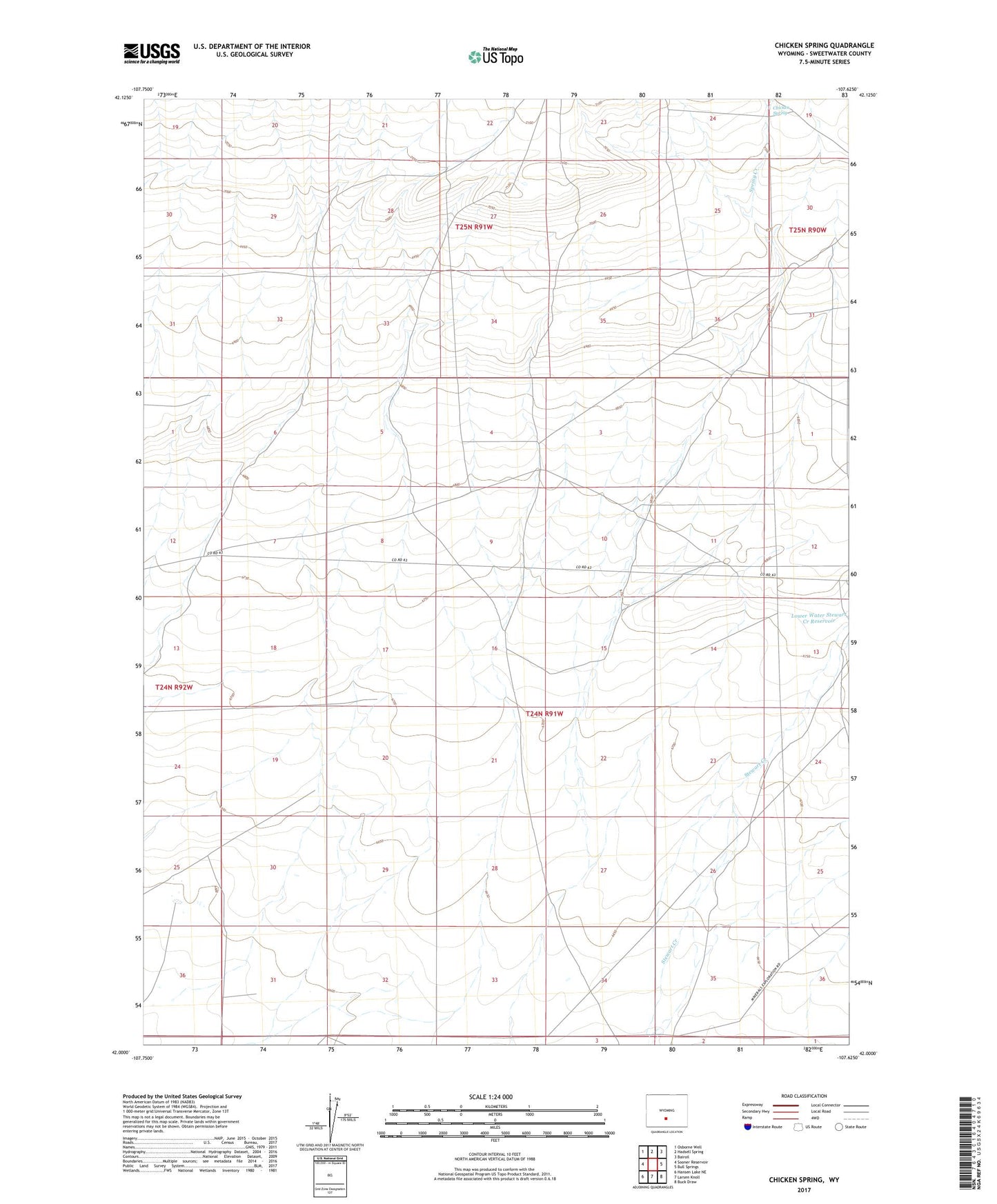 Chicken Spring Wyoming US Topo Map Image