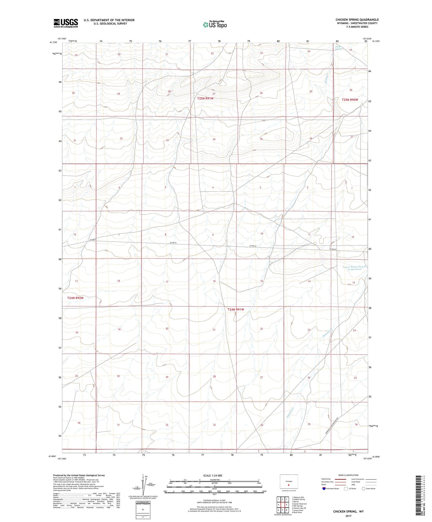 Chicken Spring Wyoming US Topo Map Image