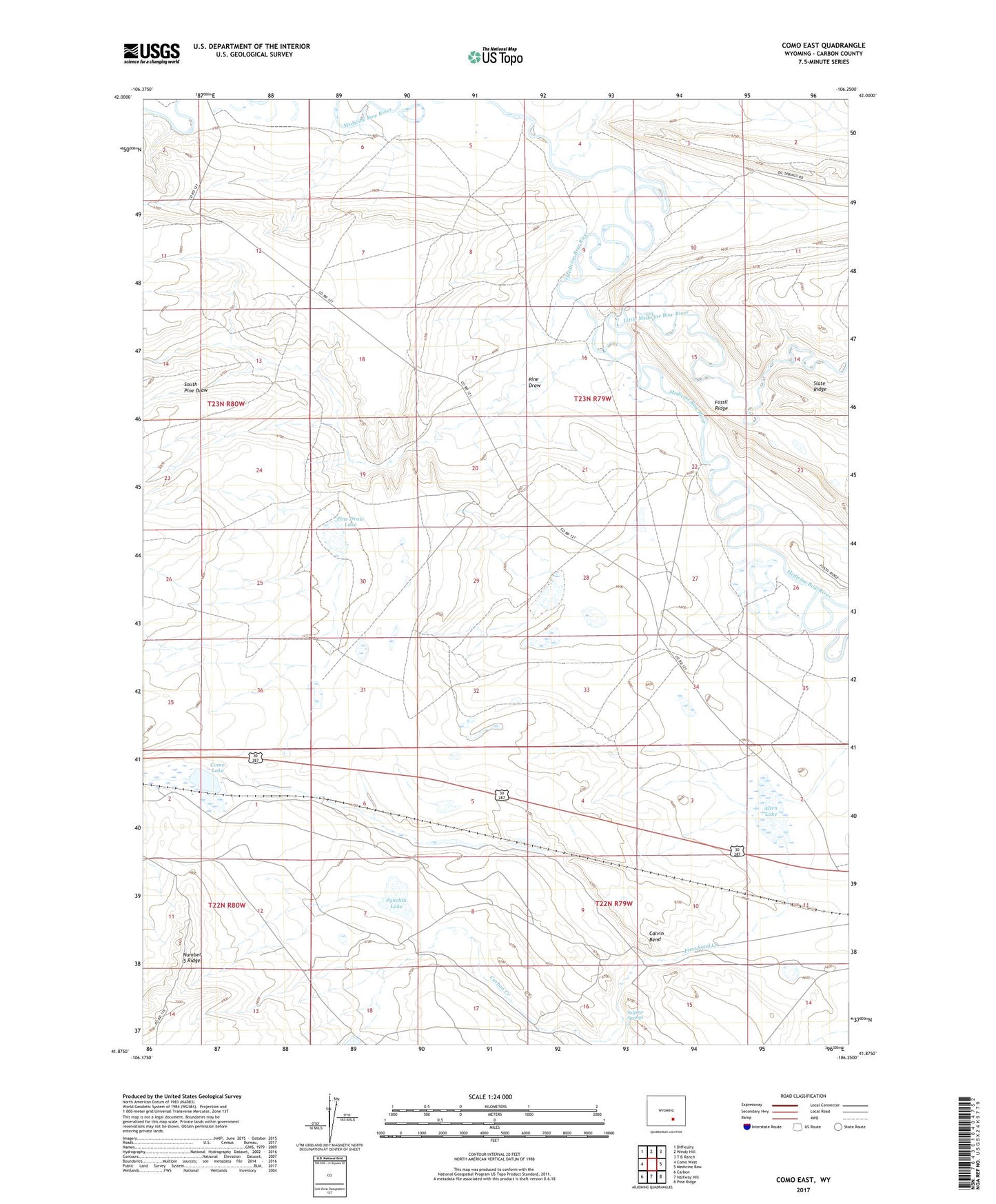 Como East Wyoming US Topo Map Image