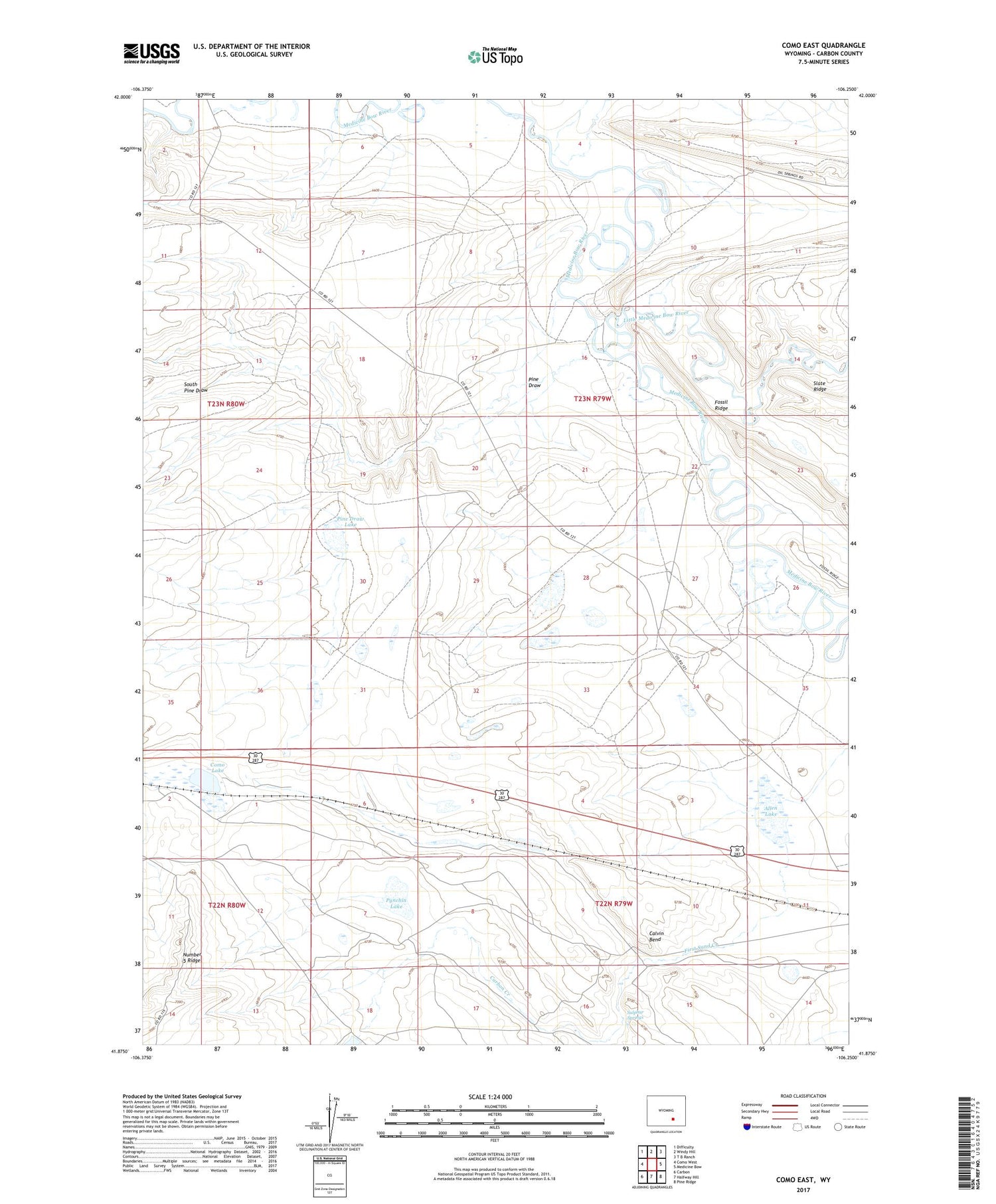 Como East Wyoming US Topo Map Image
