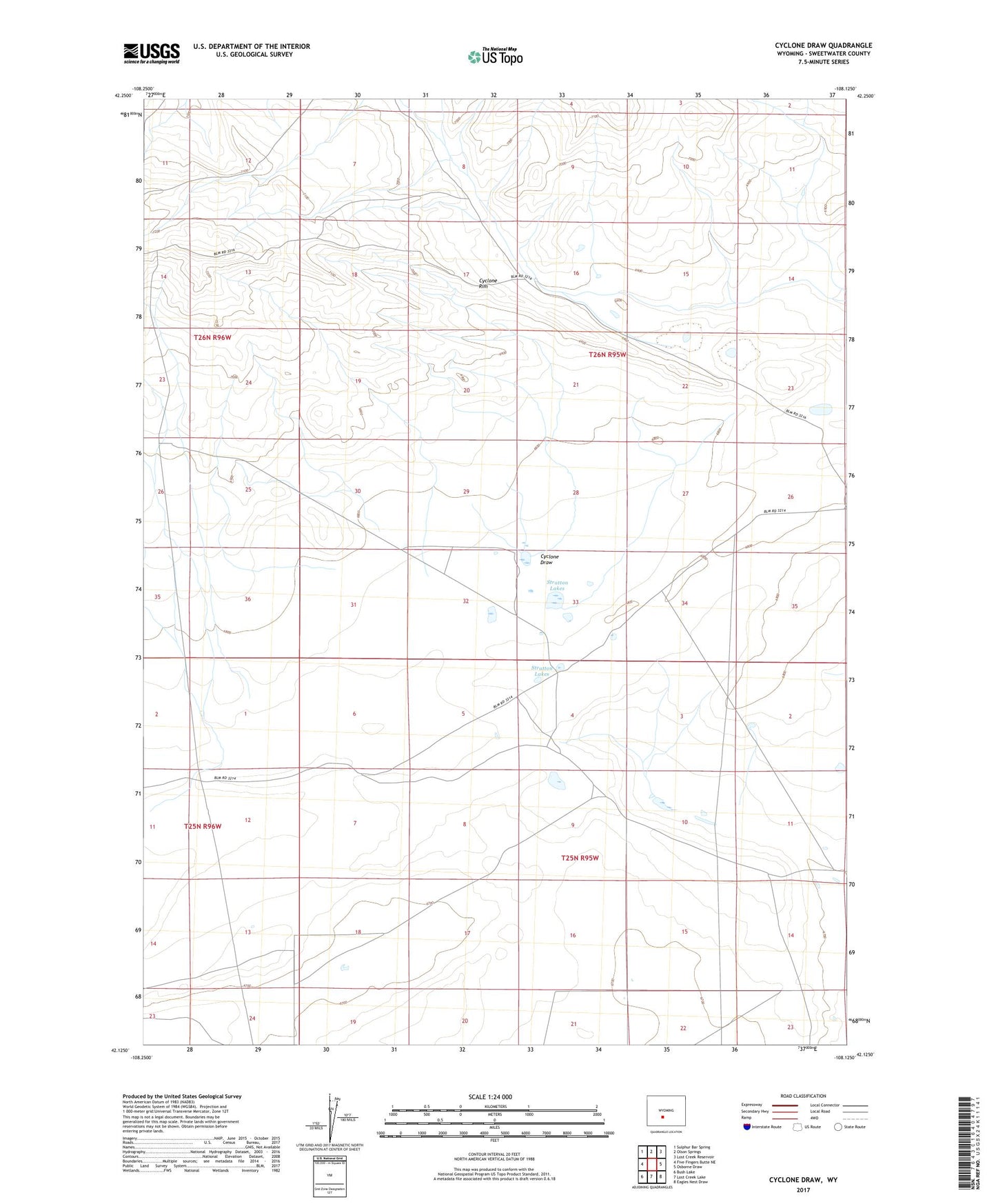Cyclone Draw Wyoming US Topo Map Image