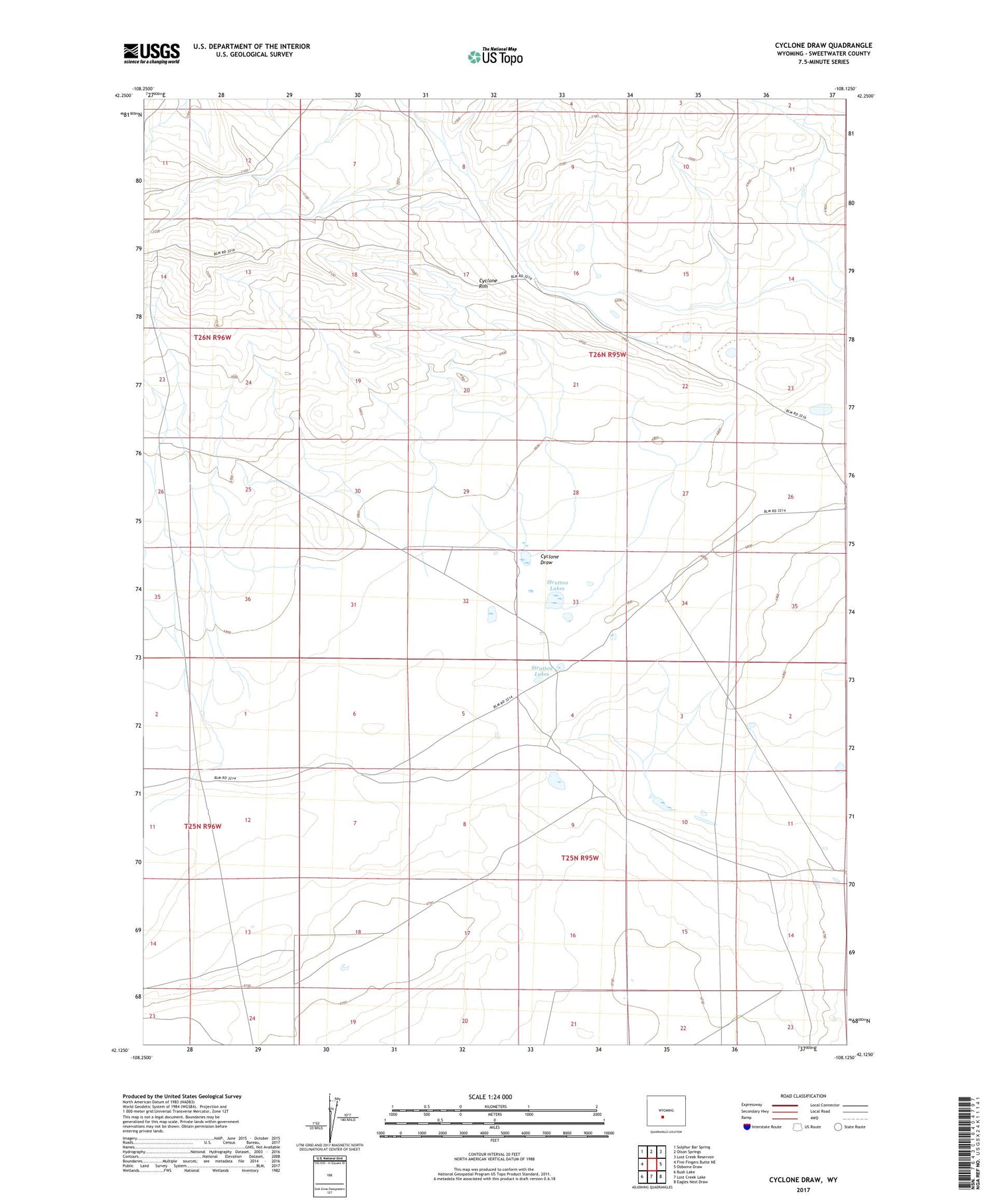 Cyclone Draw Wyoming US Topo Map Image