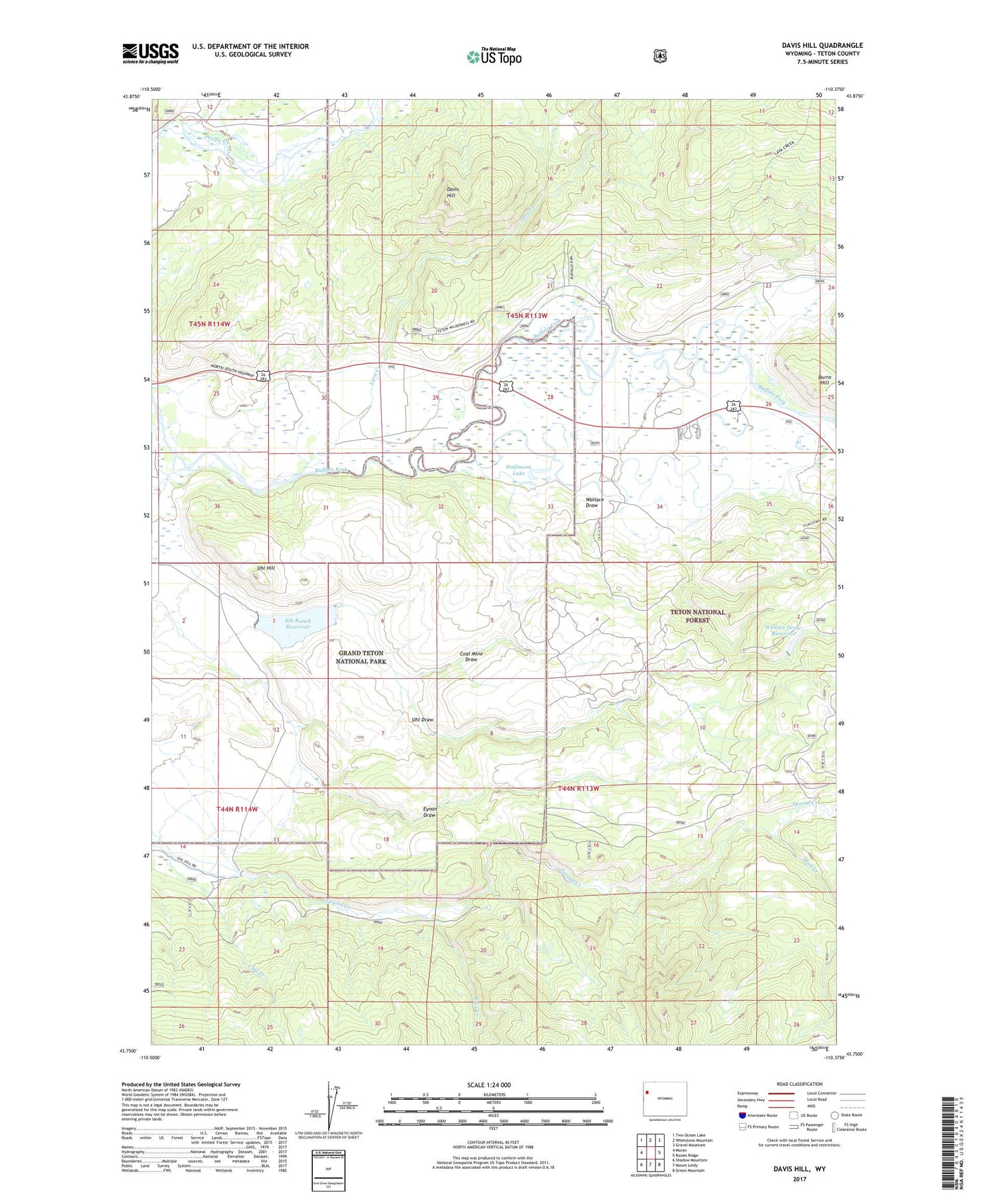 Davis Hill Wyoming US Topo Map Image