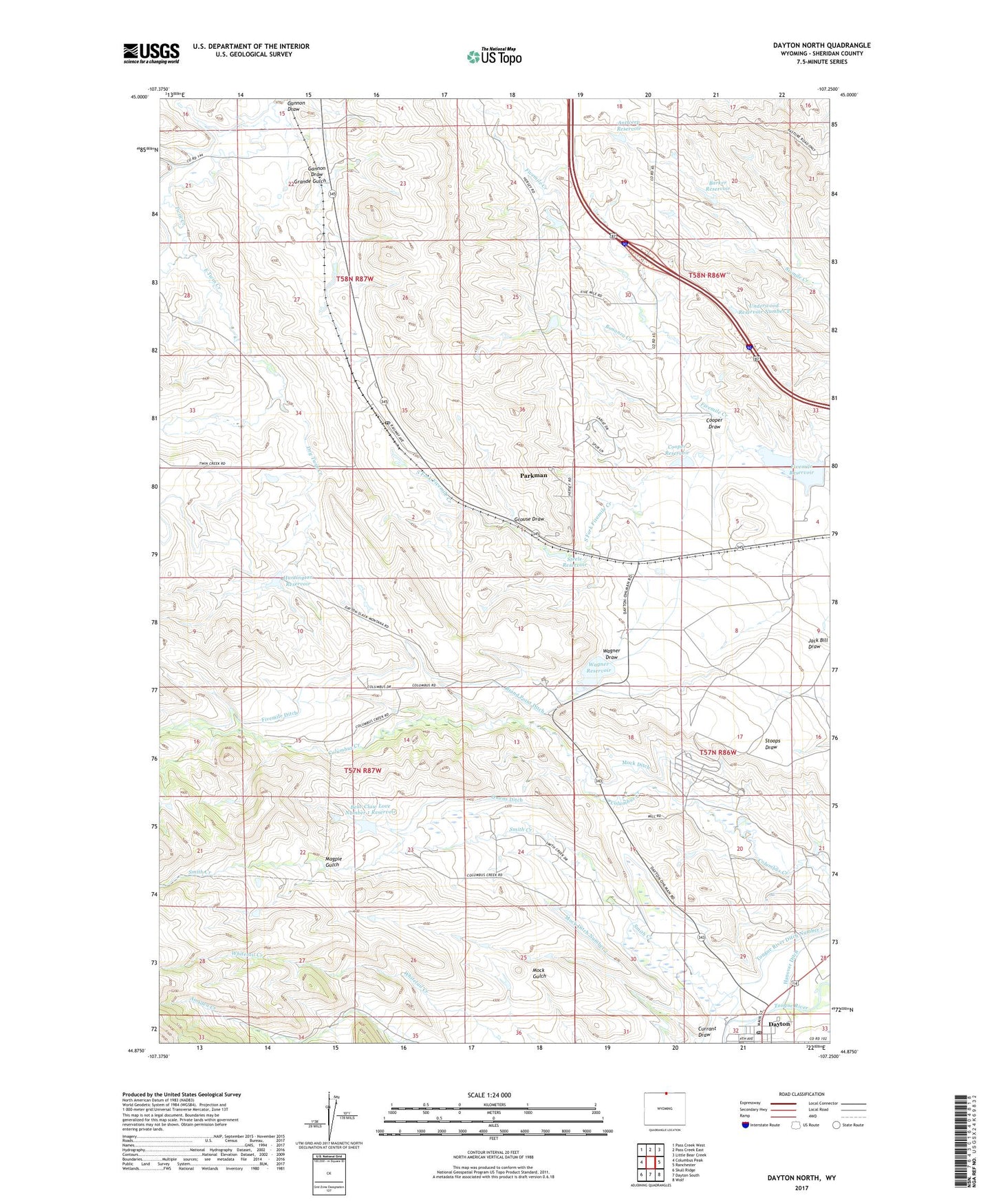 Dayton North Wyoming US Topo Map Image