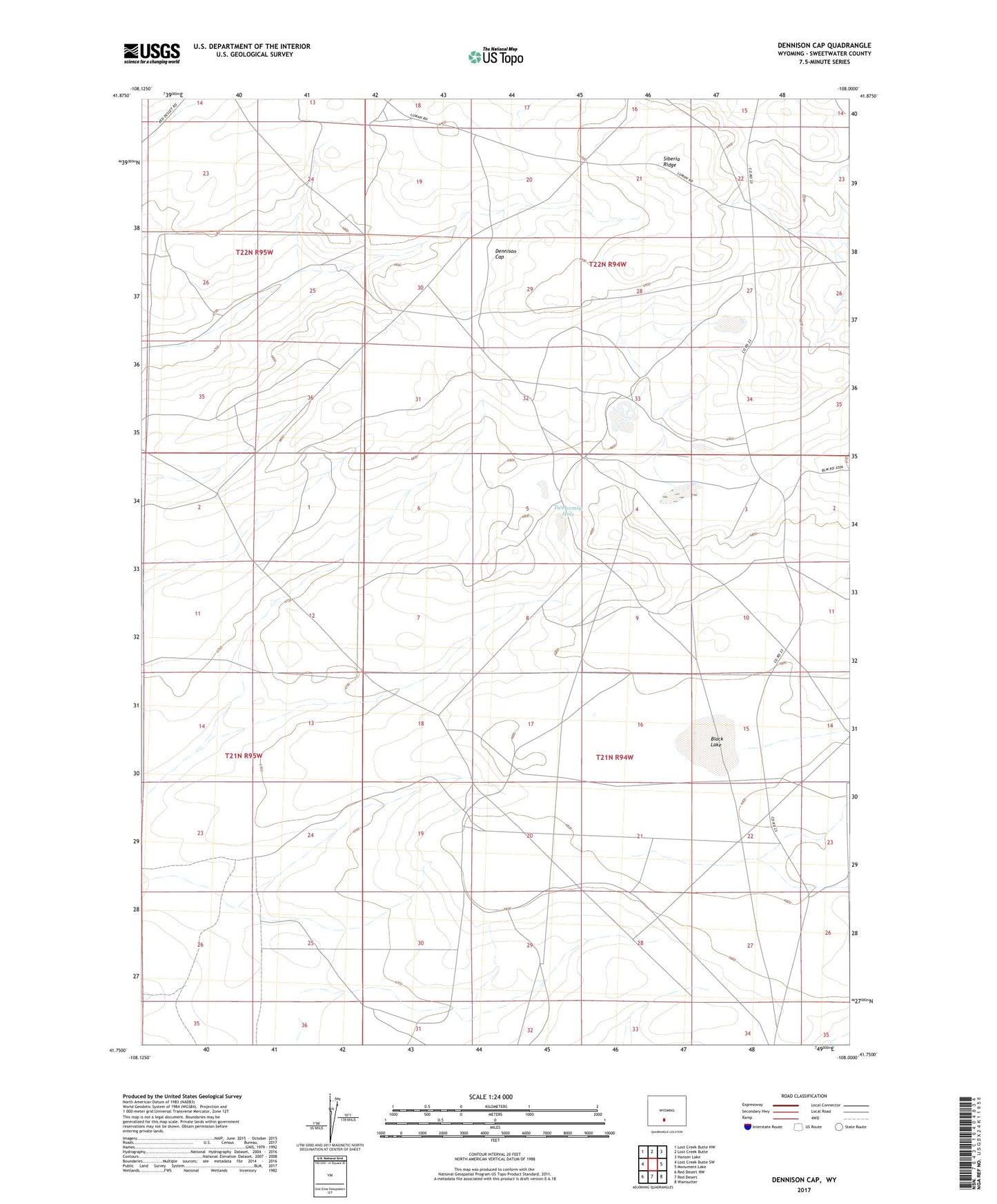 Dennison Cap Wyoming US Topo Map Image