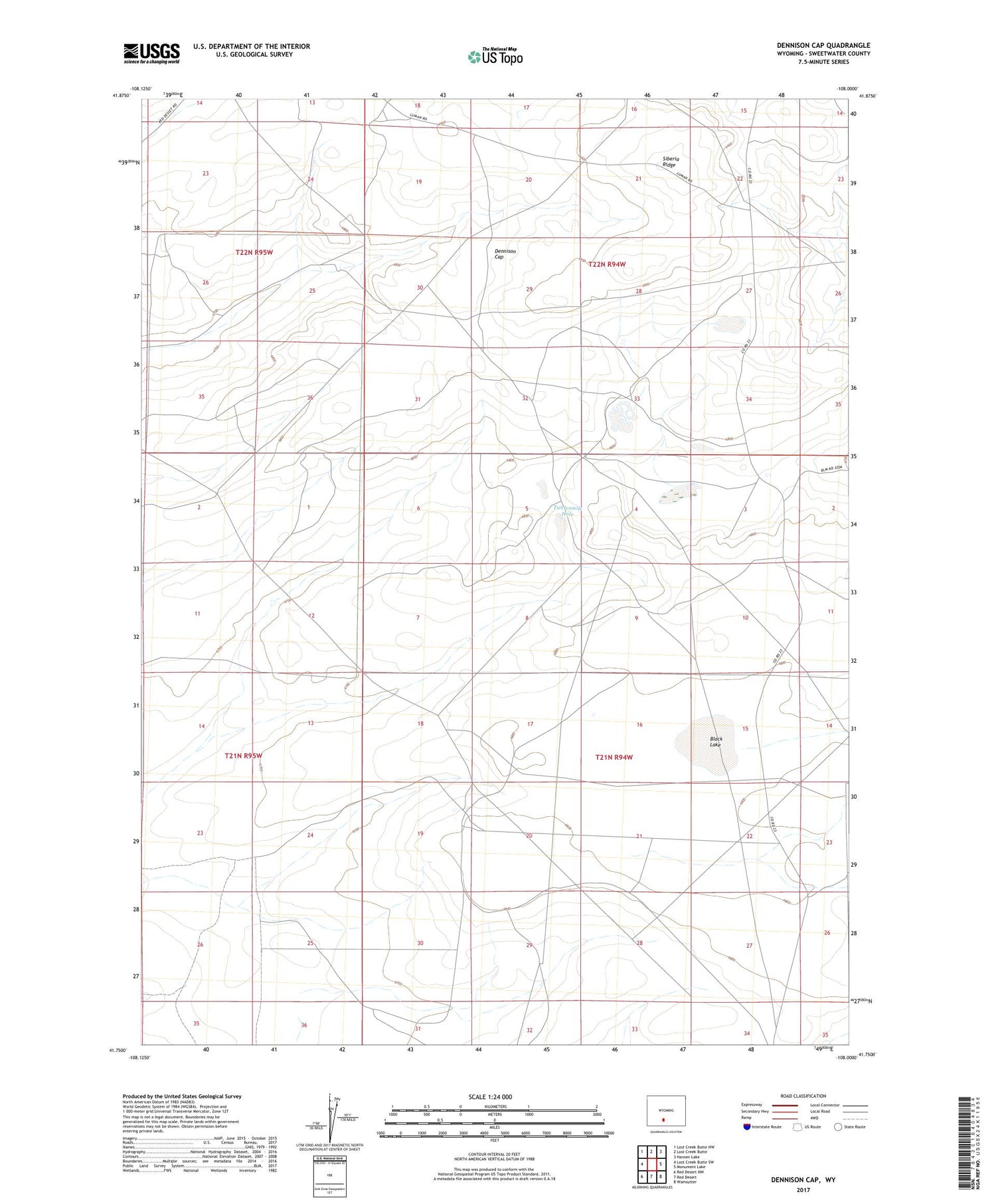 Dennison Cap Wyoming US Topo Map Image