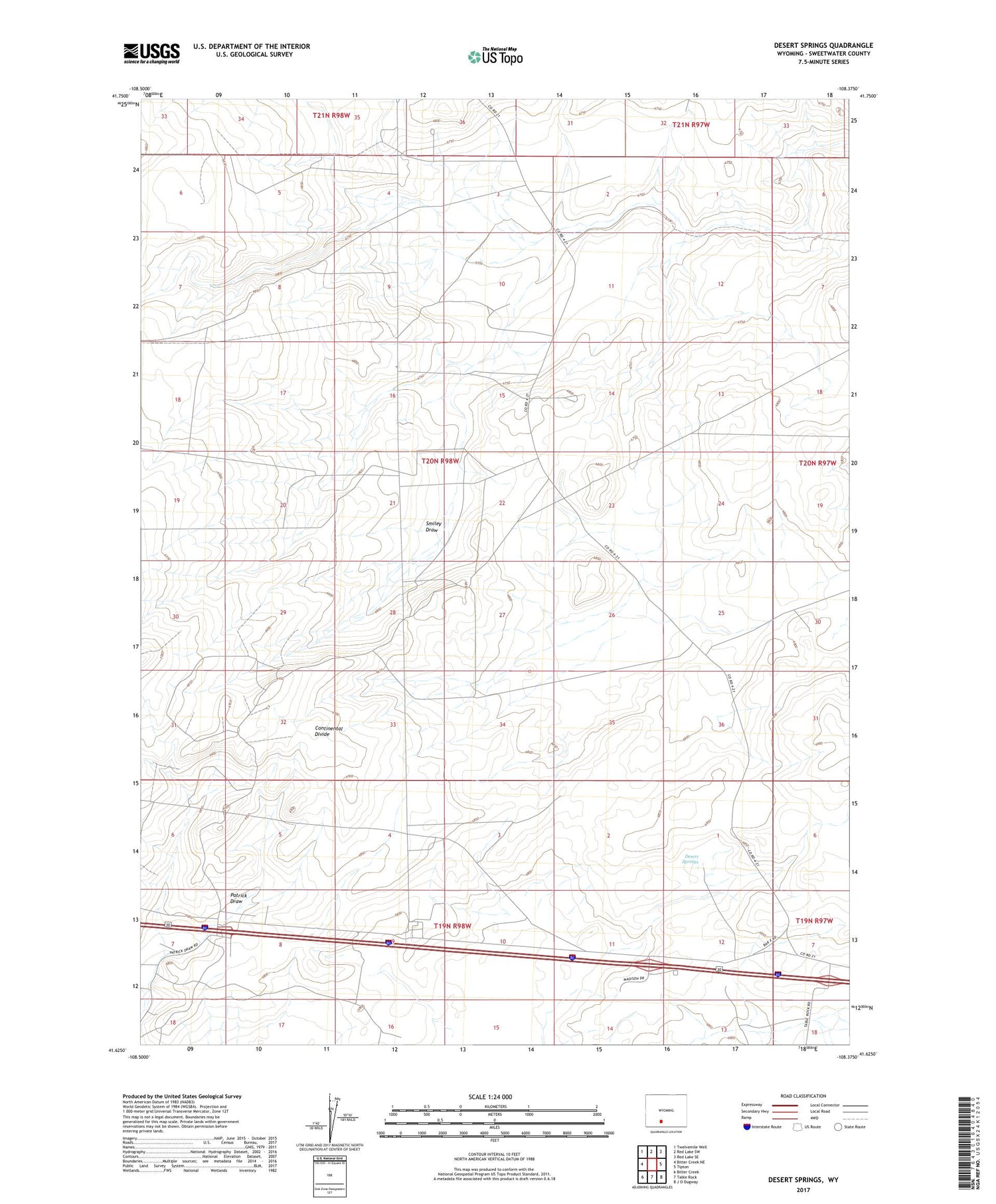 Desert Springs Wyoming US Topo Map Image