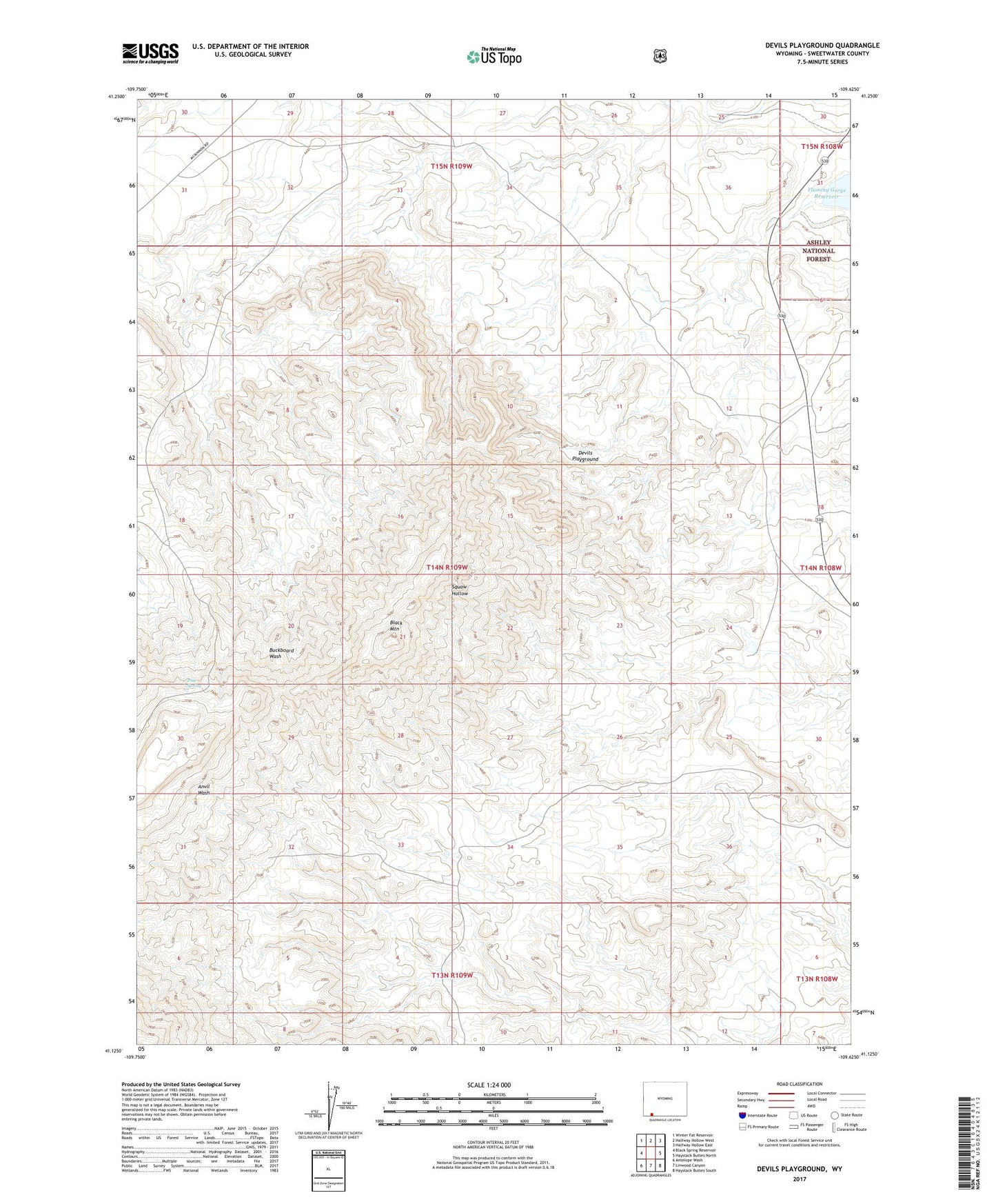 Devils Playground Wyoming US Topo Map Image