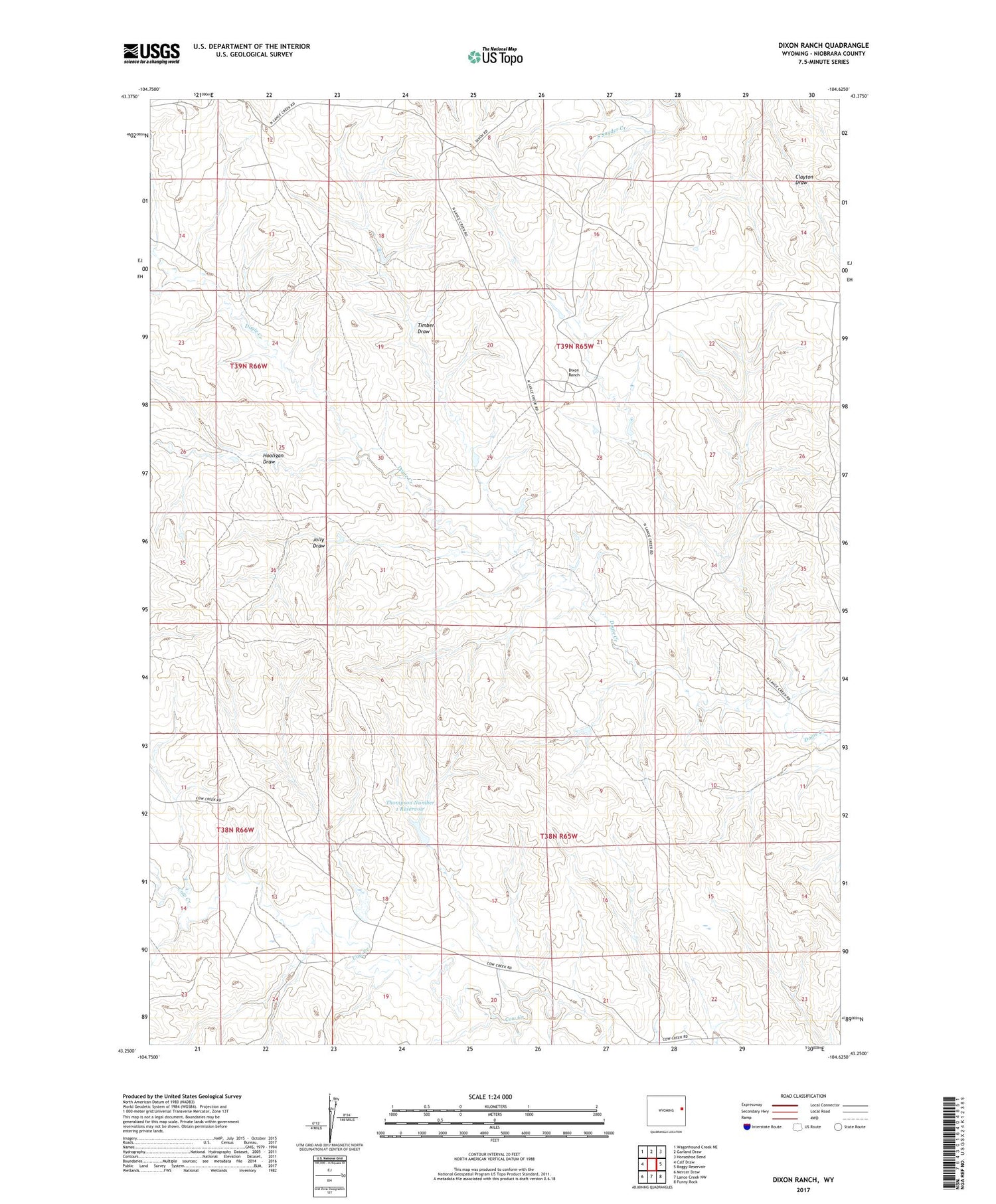 Dixon Ranch Wyoming US Topo Map Image