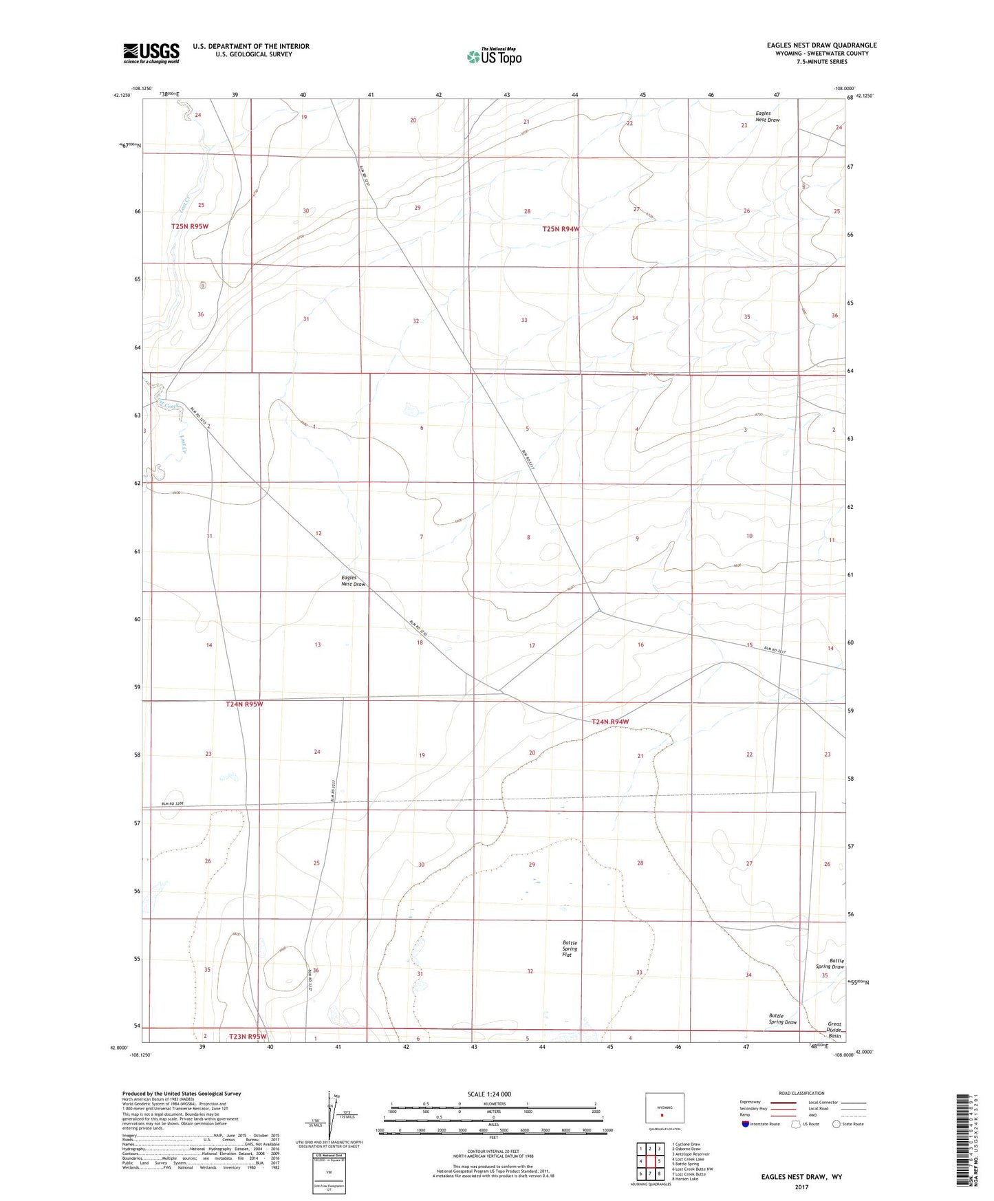 Eagles Nest Draw Wyoming US Topo Map Image