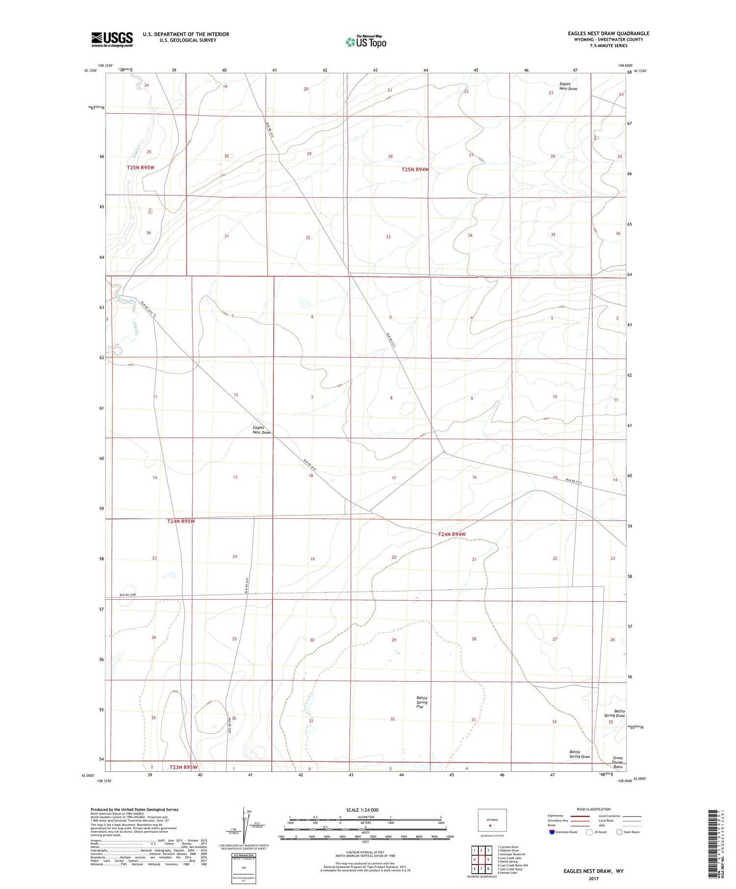 Eagles Nest Draw Wyoming US Topo Map Image
