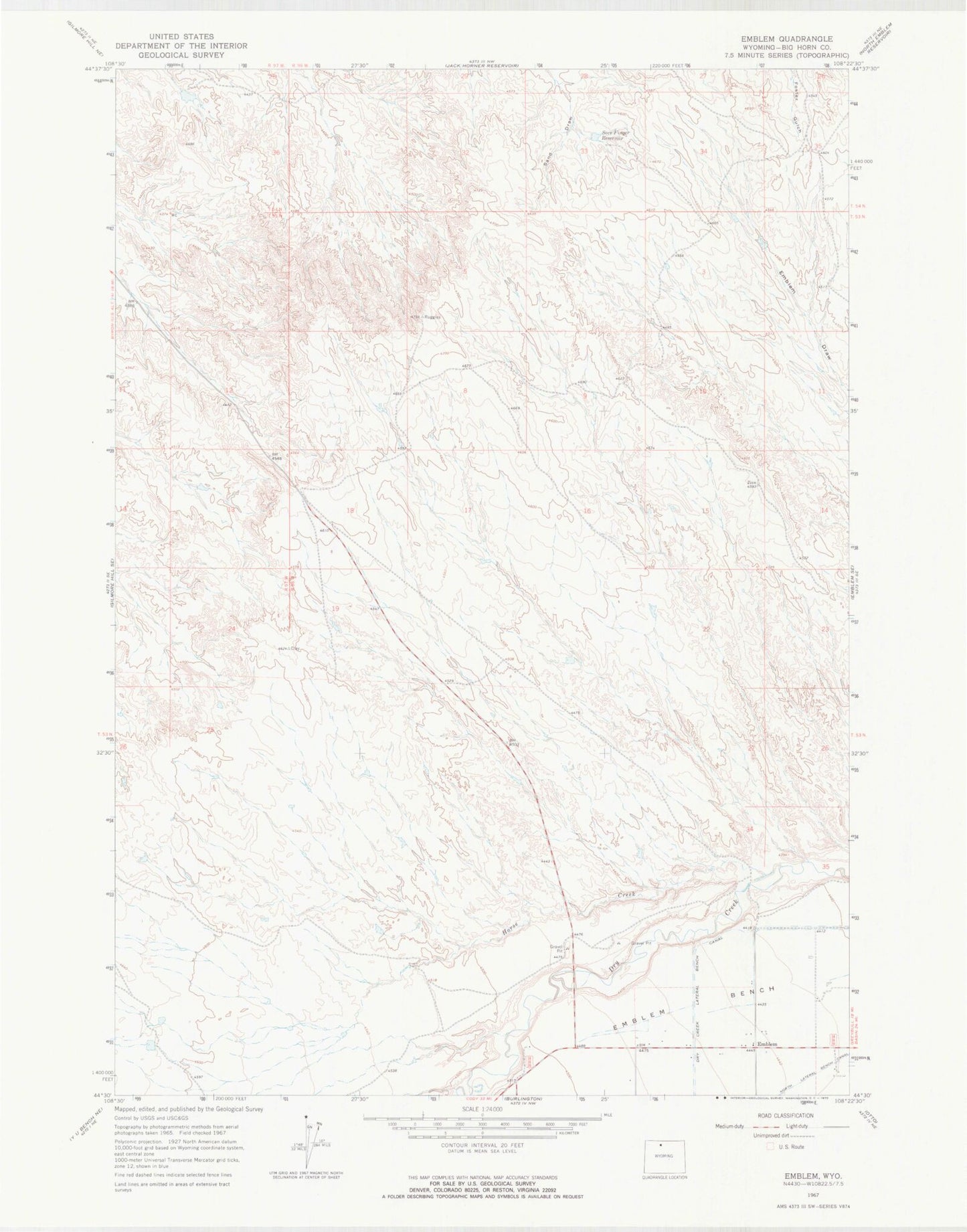 Classic USGS Emblem Wyoming 7.5'x7.5' Topo Map Image