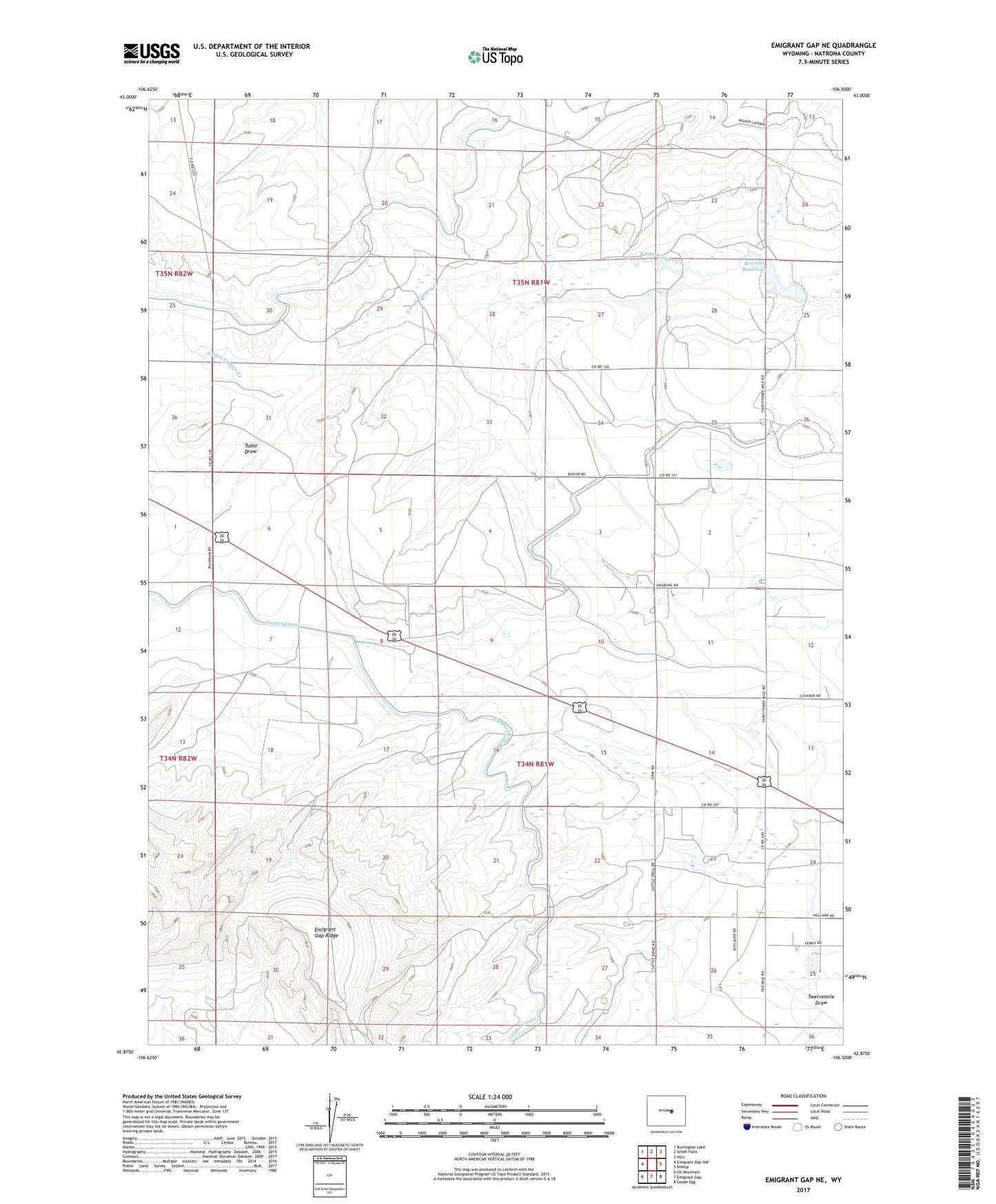 Emigrant Gap NE Wyoming US Topo Map Image