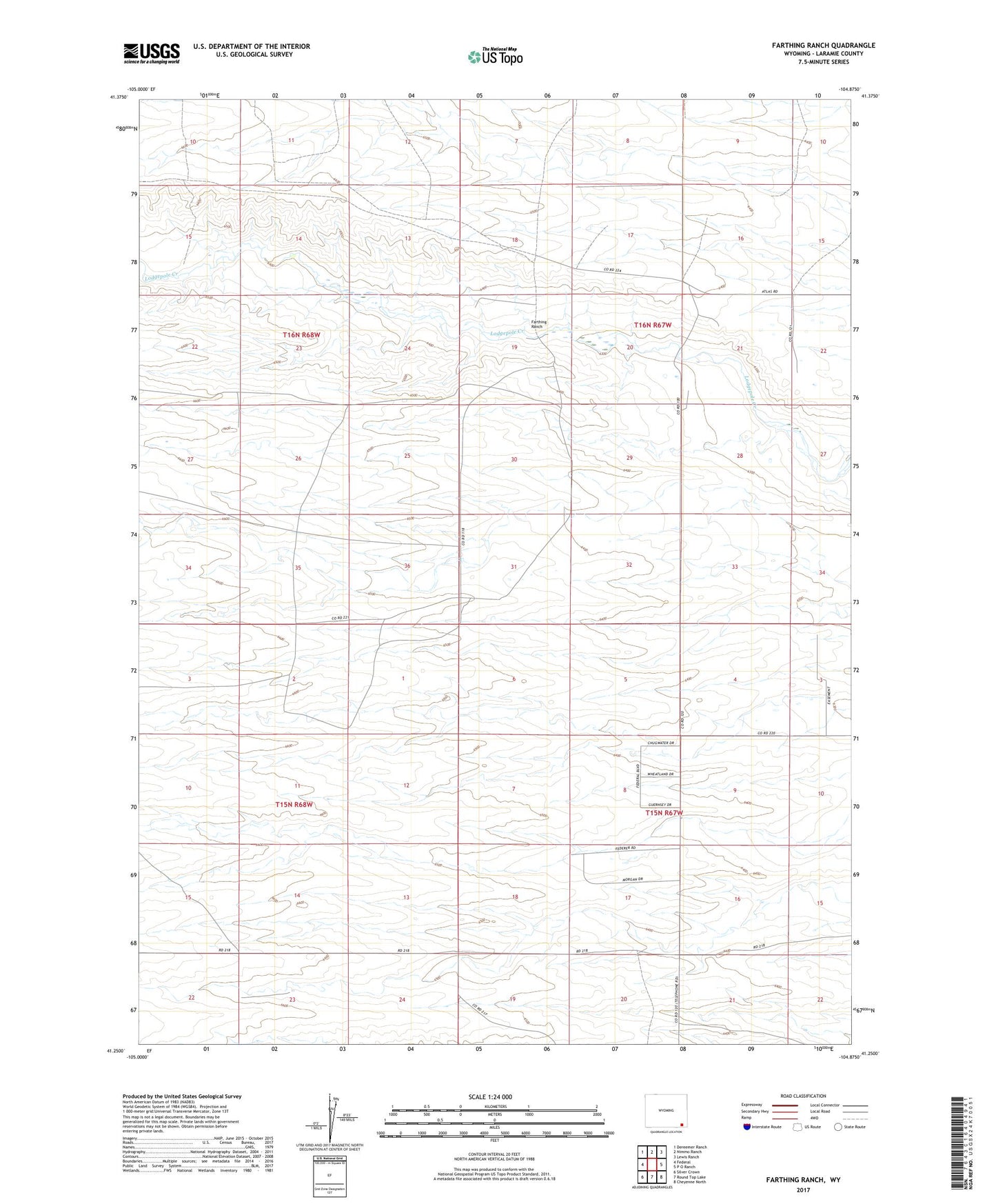 Farthing Ranch Wyoming US Topo Map Image
