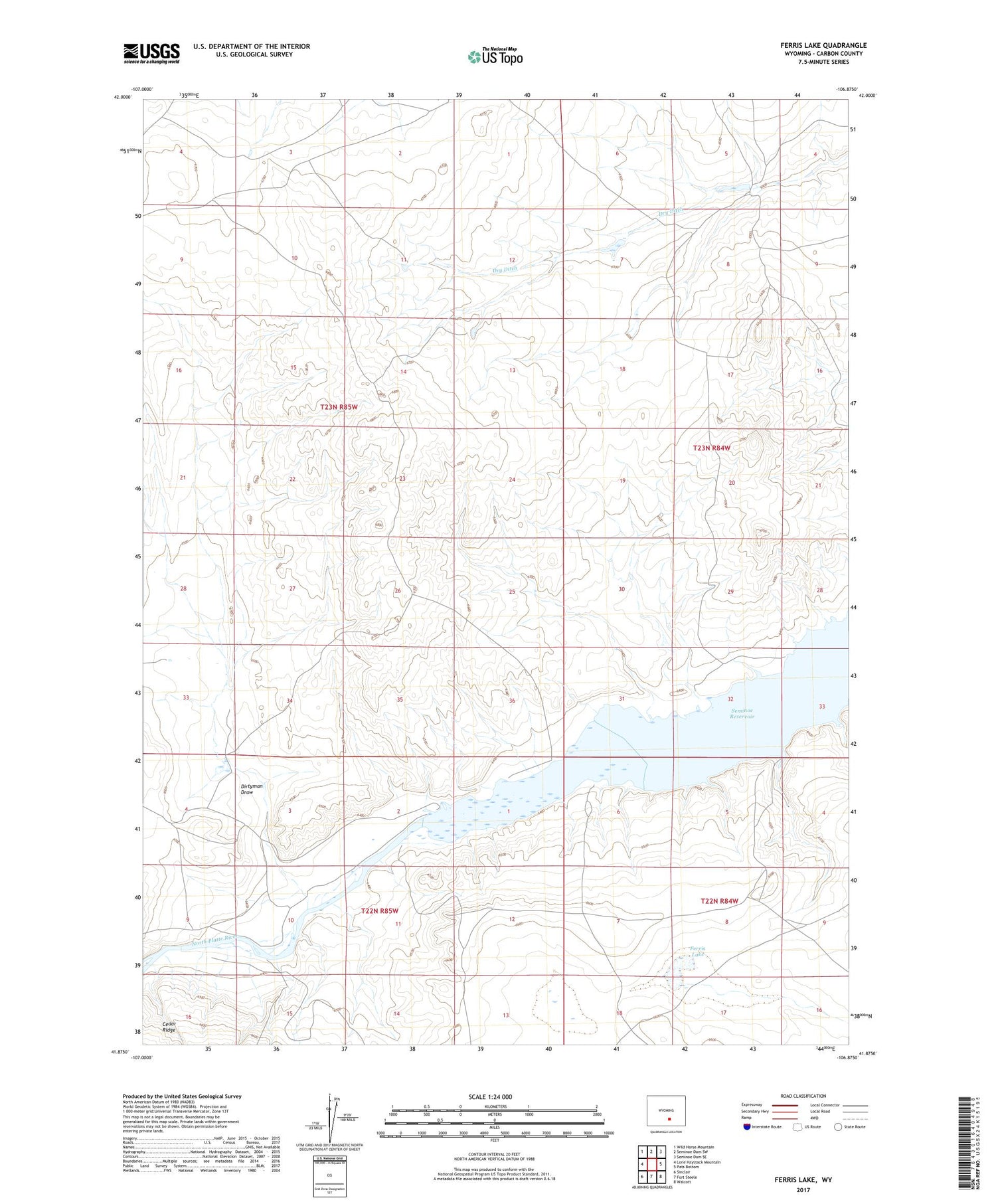 Ferris Lake Wyoming US Topo Map Image