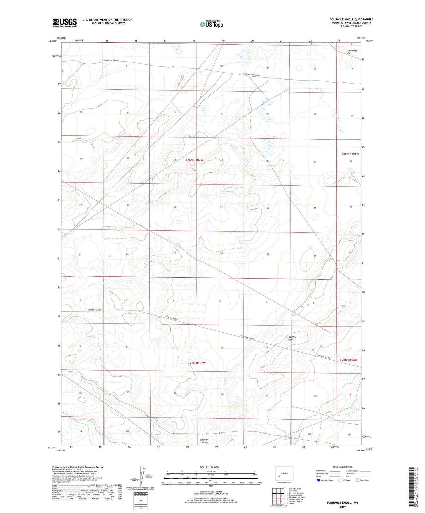 Fourmile Knoll Wyoming US Topo Map Image