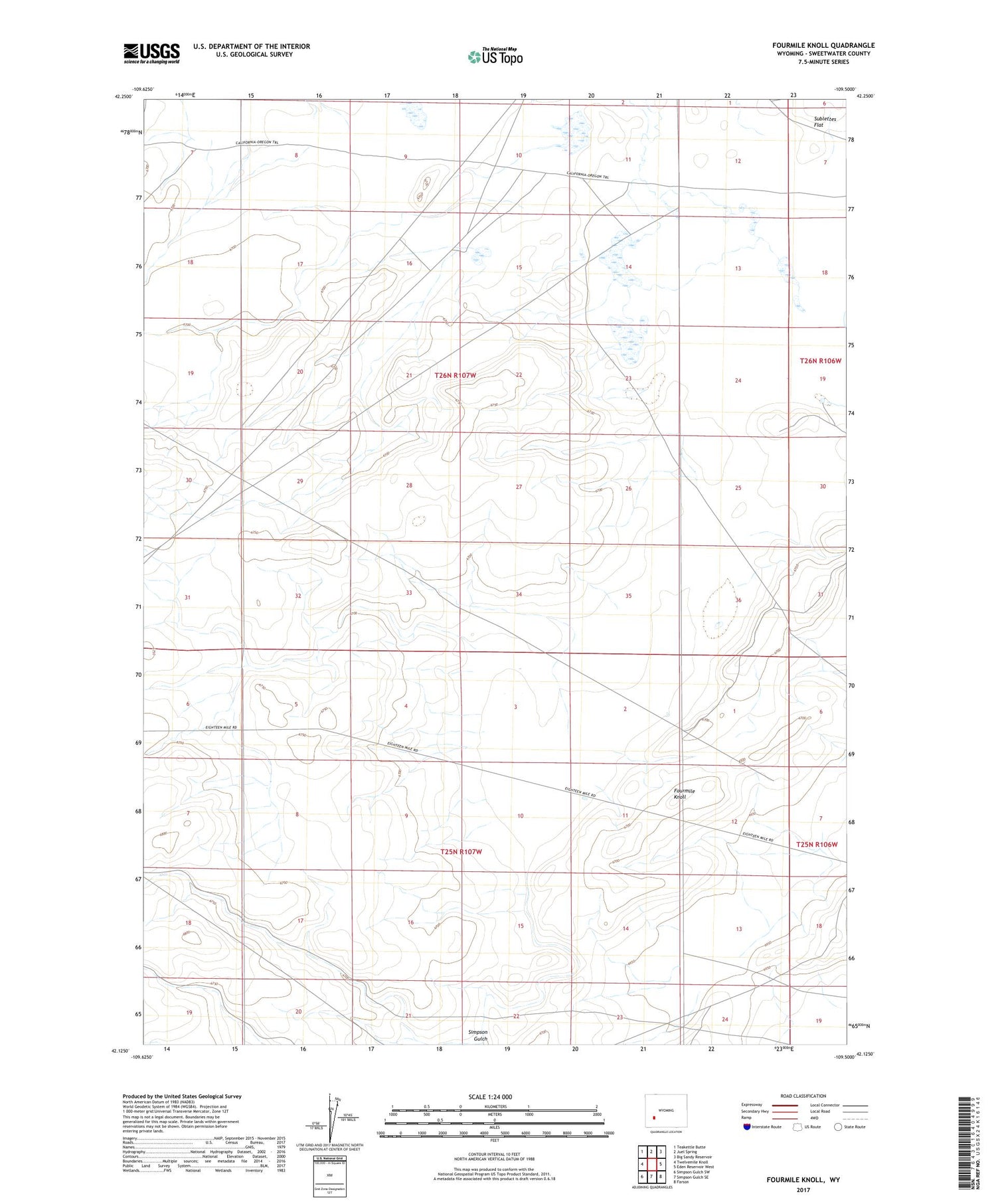 Fourmile Knoll Wyoming US Topo Map Image
