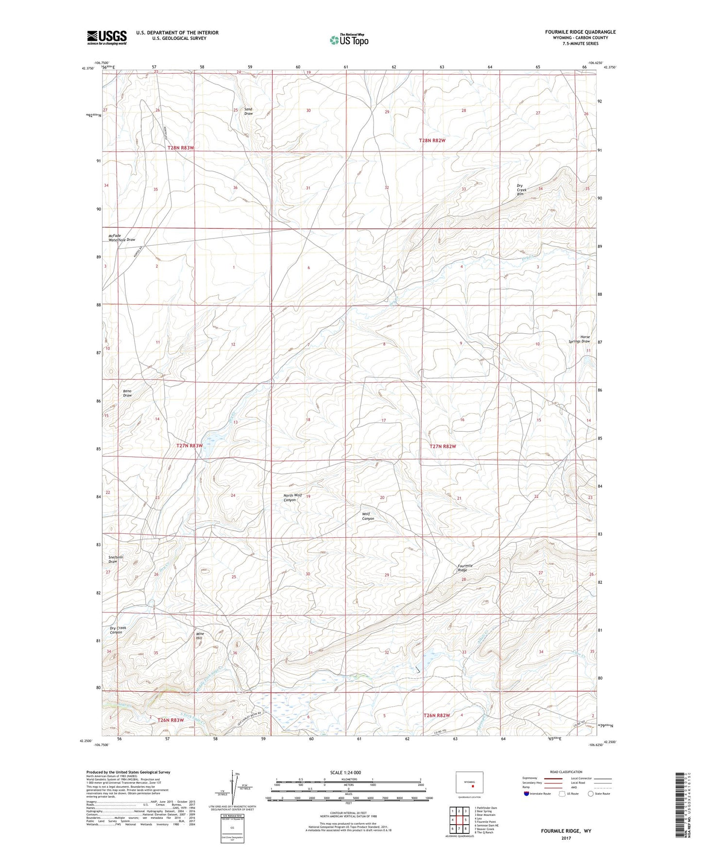 Fourmile Ridge Wyoming US Topo Map Image