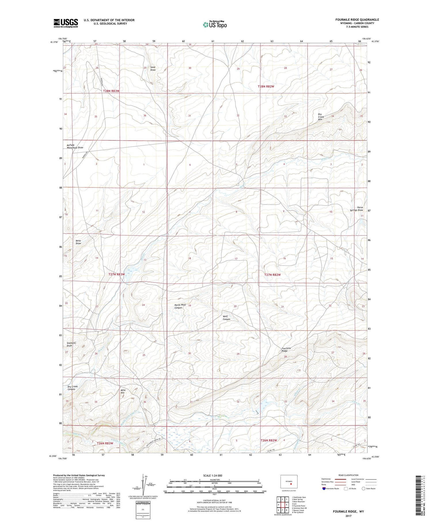Fourmile Ridge Wyoming US Topo Map Image