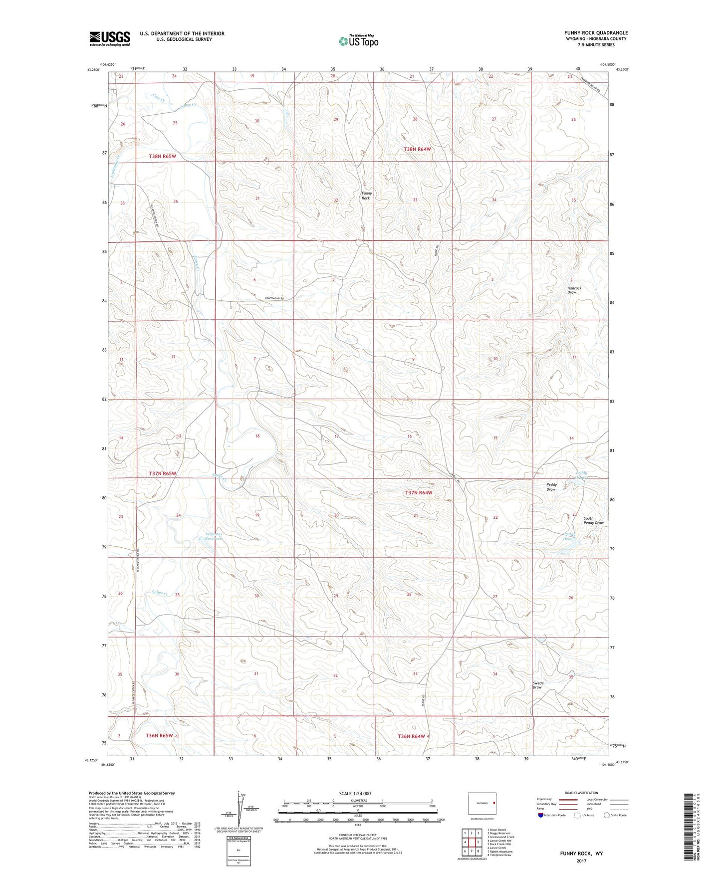Funny Rock Wyoming US Topo Map Image