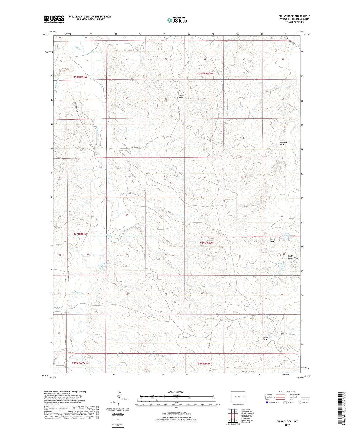 Funny Rock Wyoming US Topo Map Image