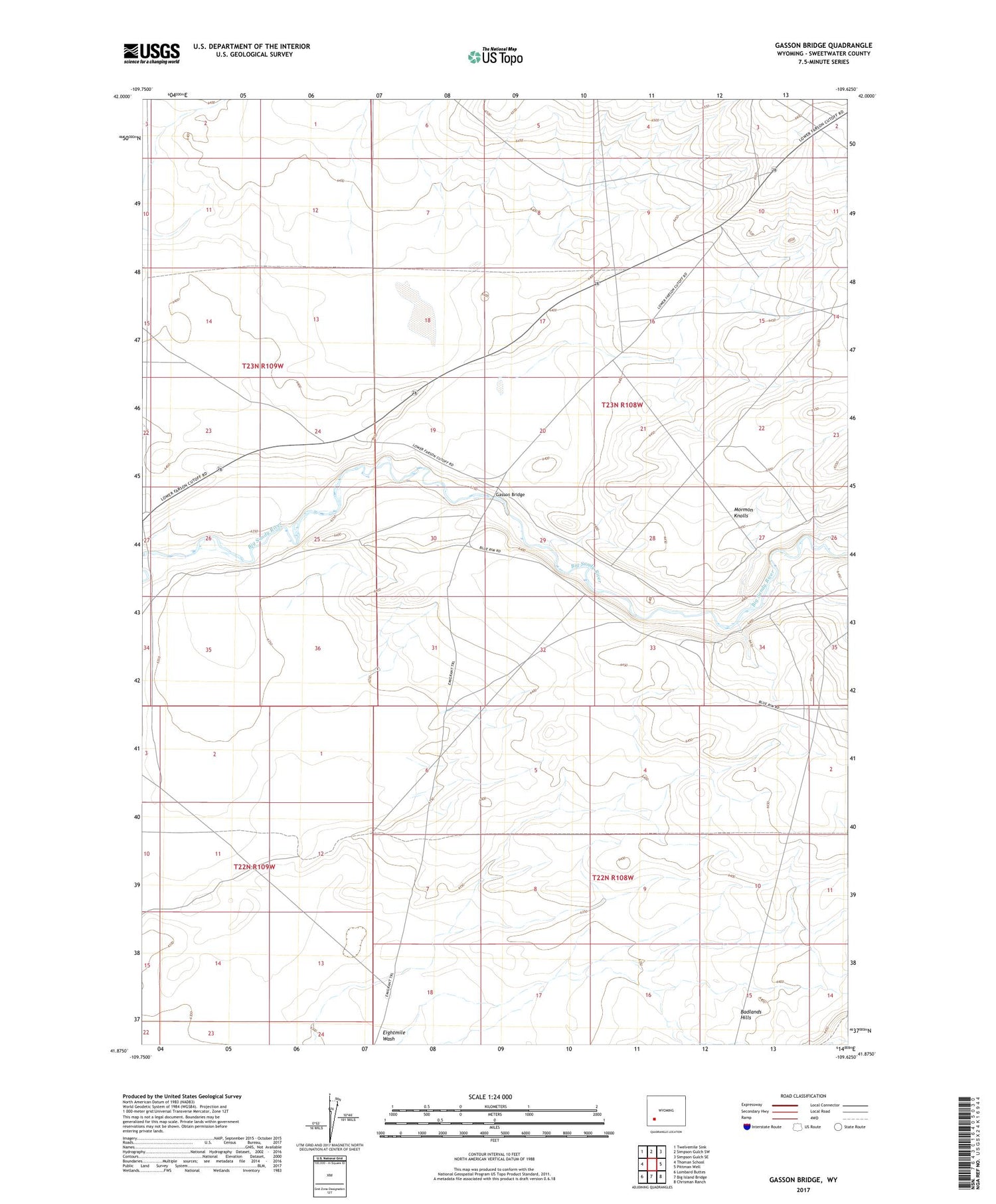Gasson Bridge Wyoming US Topo Map Image