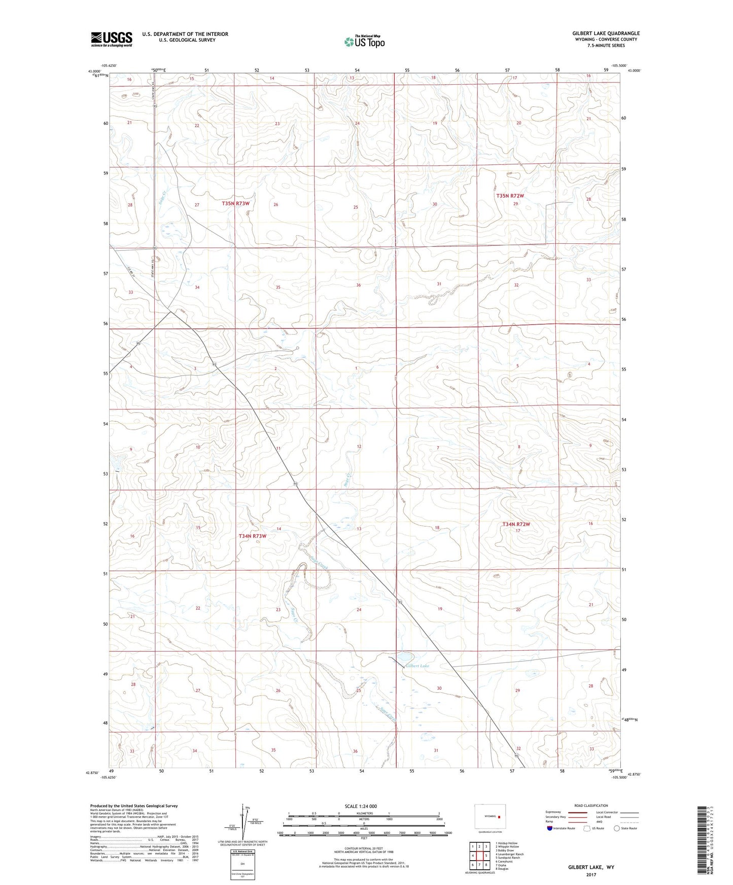 Gilbert Lake Wyoming US Topo Map Image
