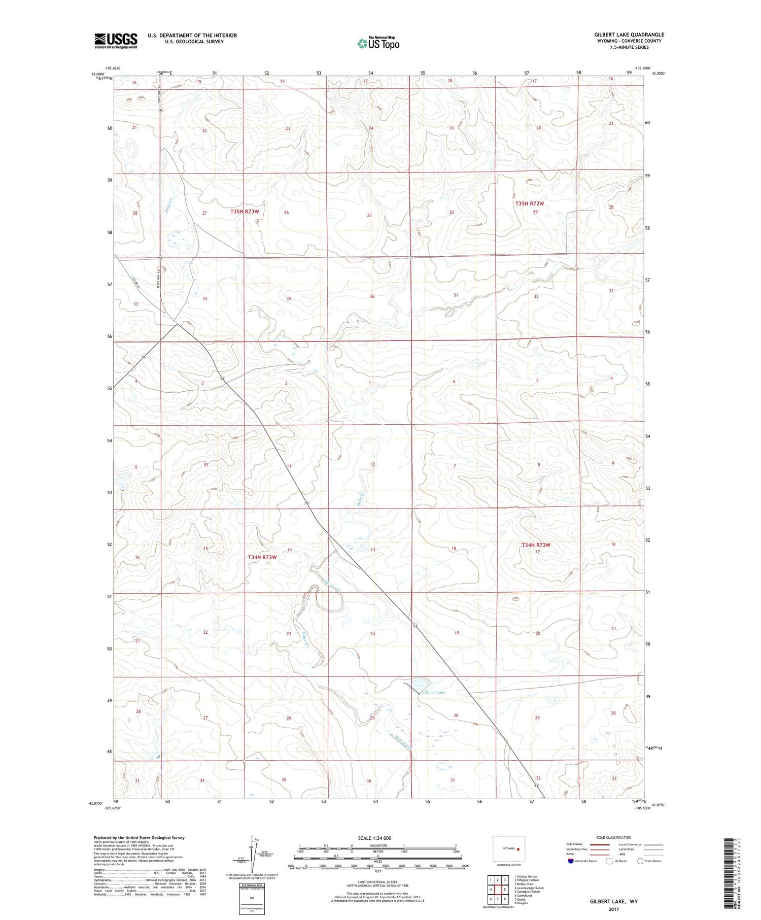 Gilbert Lake Wyoming US Topo Map Image