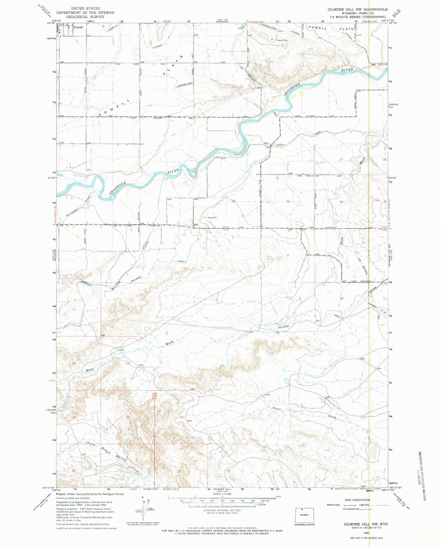 Classic USGS Gilmore Hill NW Wyoming 7.5'x7.5' Topo Map Image