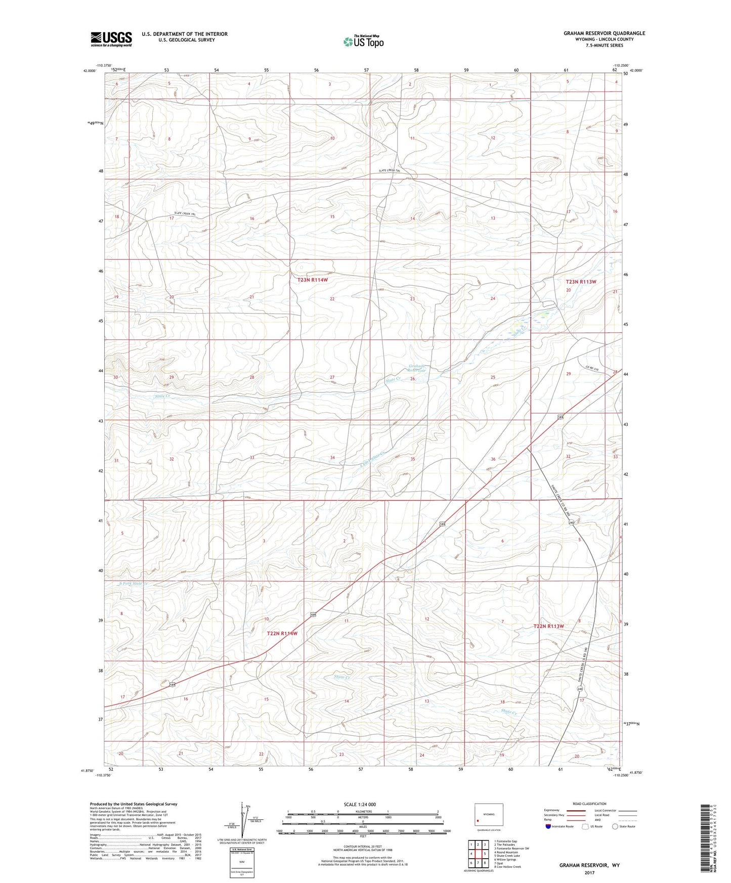 Graham Reservoir Wyoming US Topo Map Image