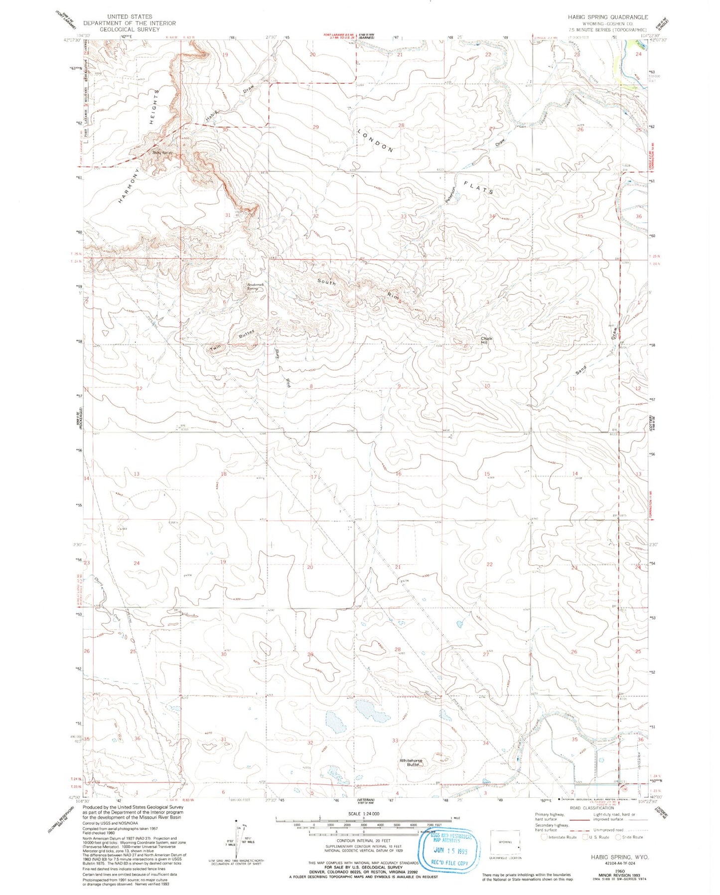 Classic USGS Habig Spring Wyoming 7.5'x7.5' Topo Map Image