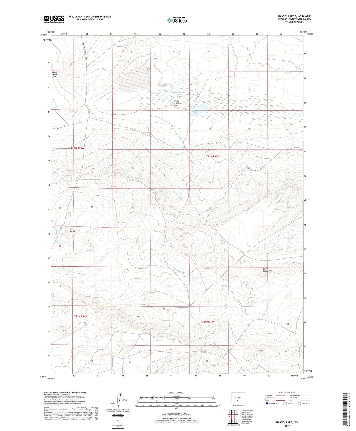 Hansen Lake Wyoming US Topo Map Image
