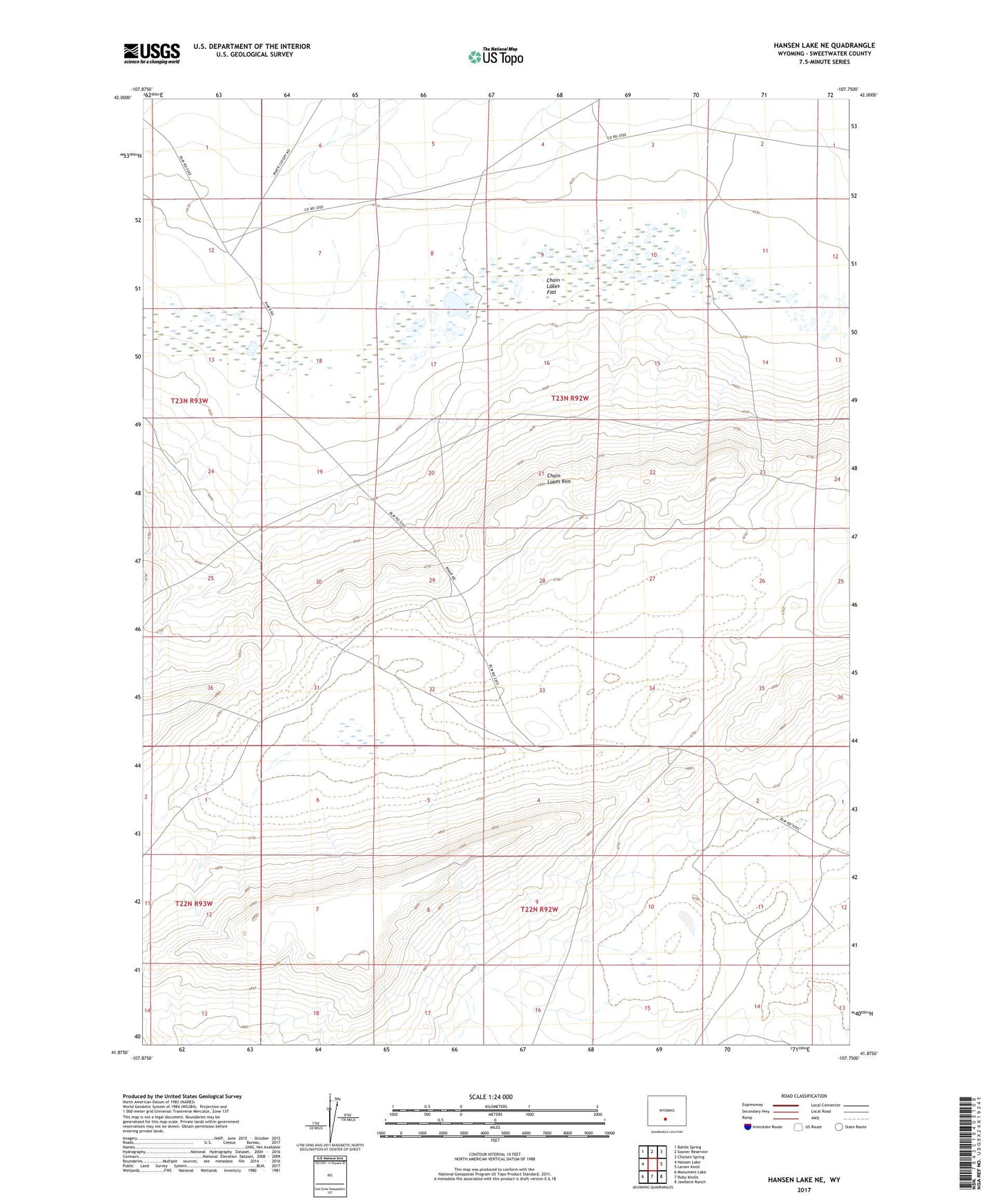 Hansen Lake NE Wyoming US Topo Map Image