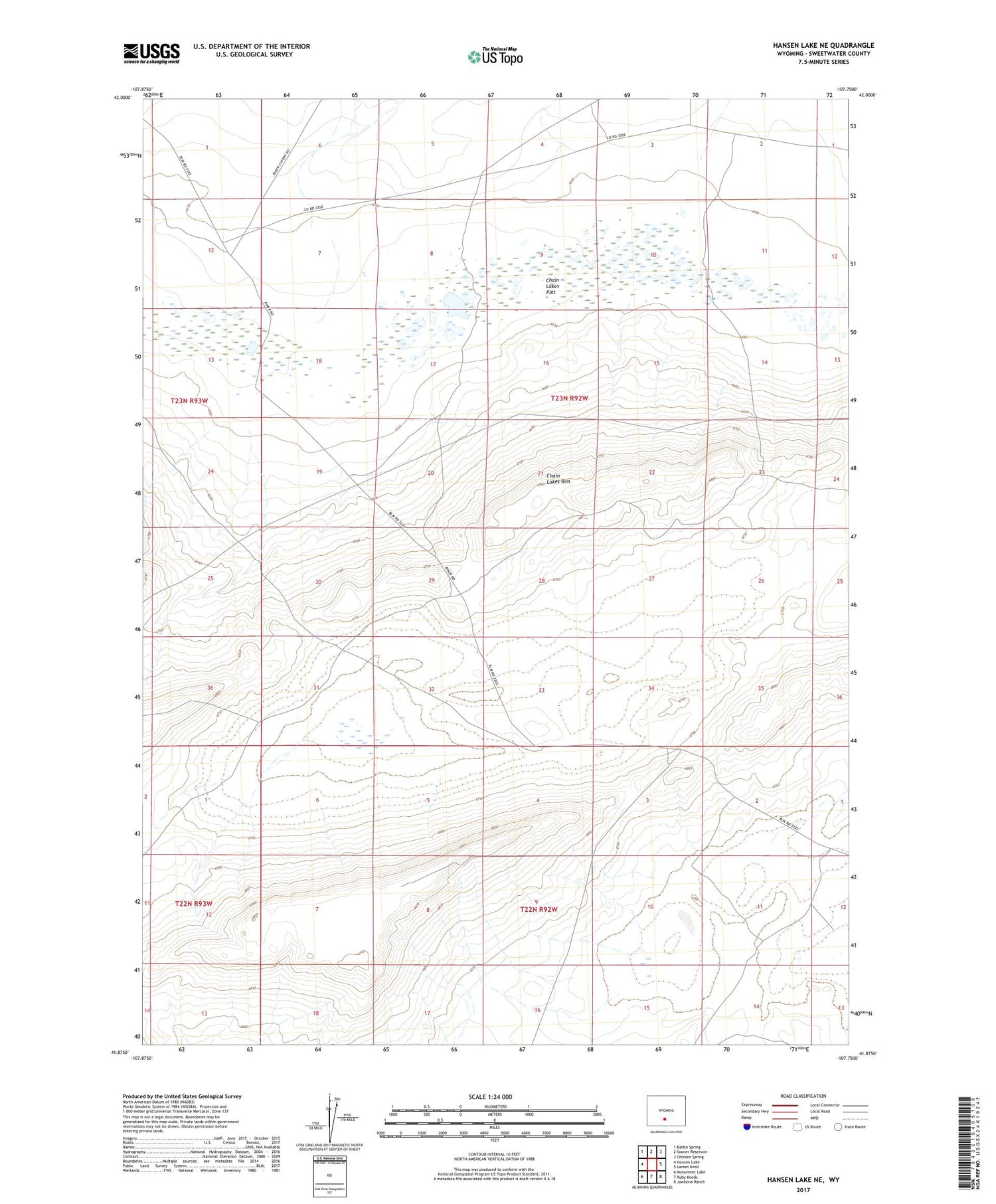 Hansen Lake NE Wyoming US Topo Map Image
