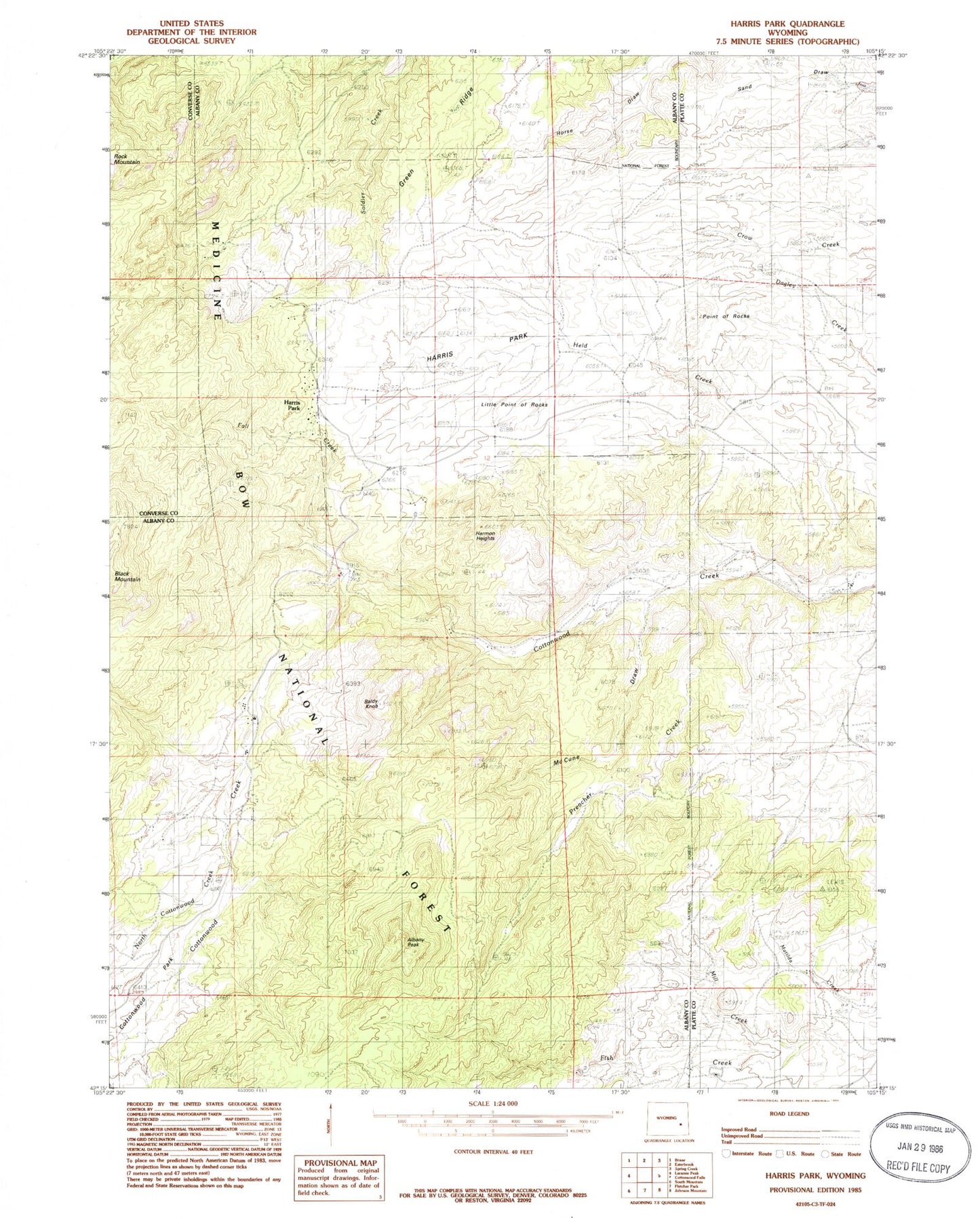 Classic USGS Harris Park Wyoming 7.5'x7.5' Topo Map Image