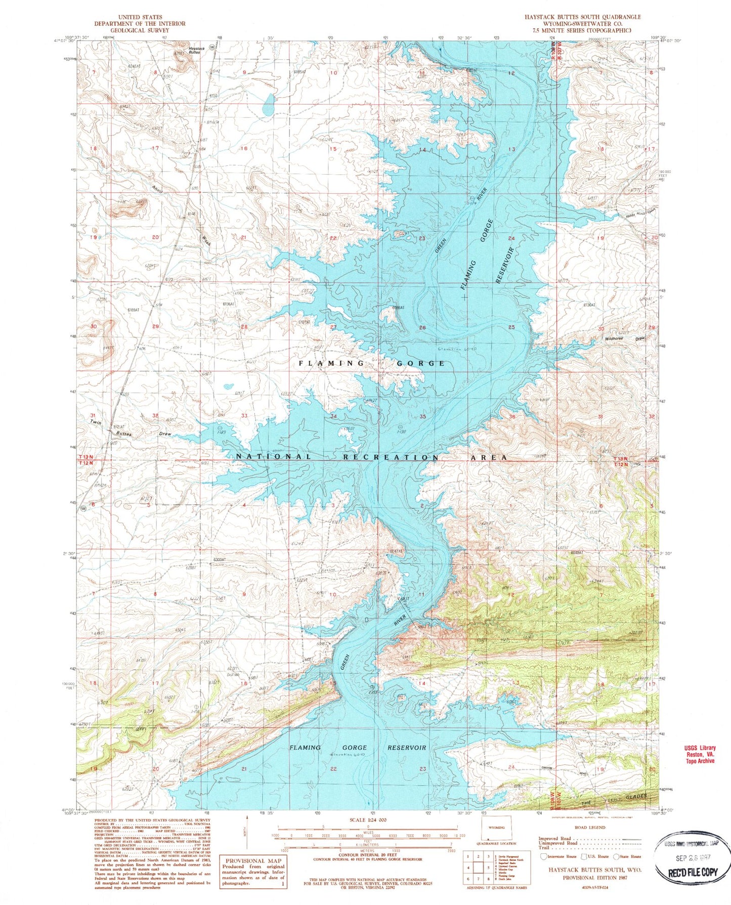 Classic USGS Haystack Buttes South Wyoming 7.5'x7.5' Topo Map Image