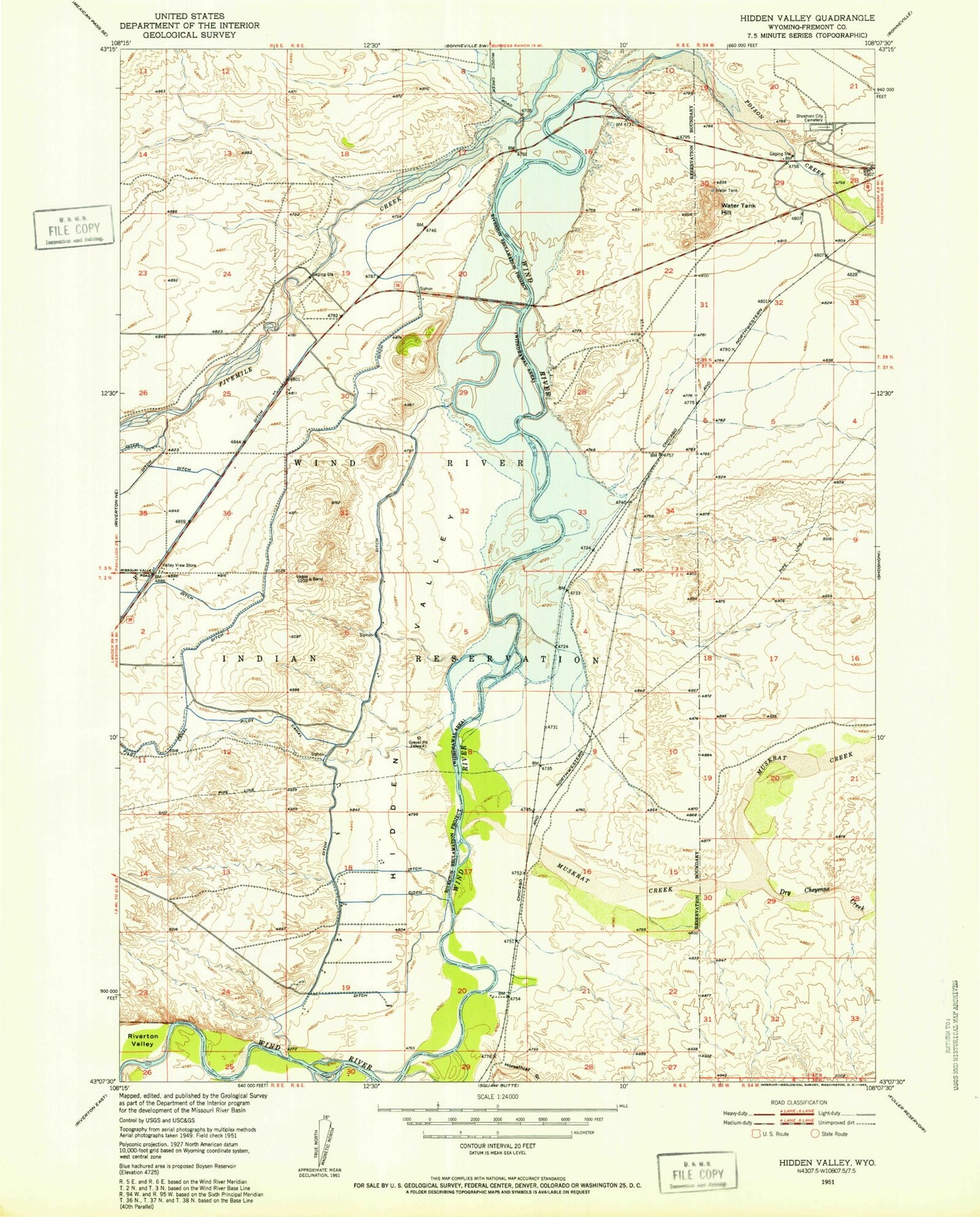 Classic USGS Hidden Valley Wyoming 7.5'x7.5' Topo Map Image