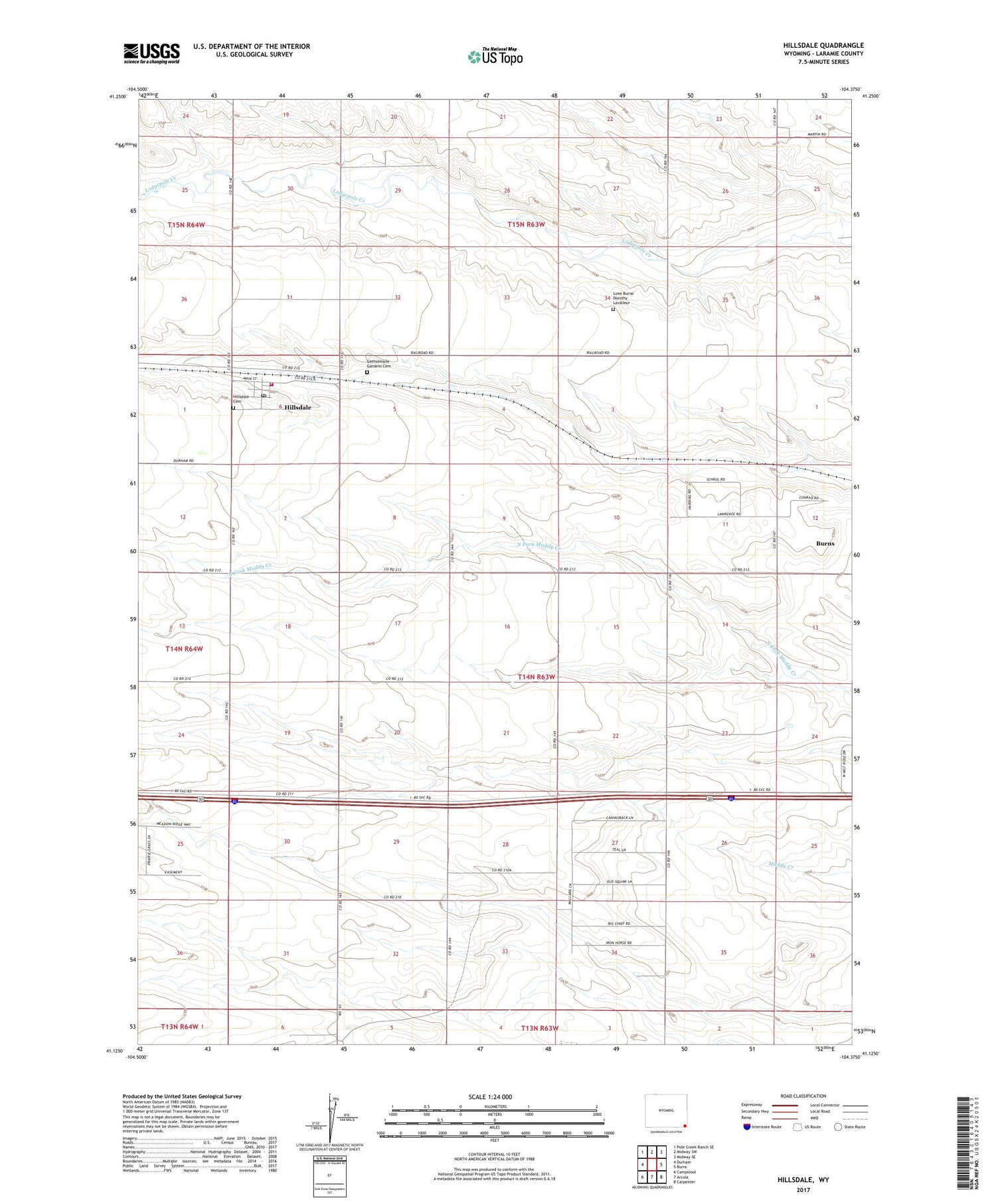 Hillsdale Wyoming US Topo Map Image