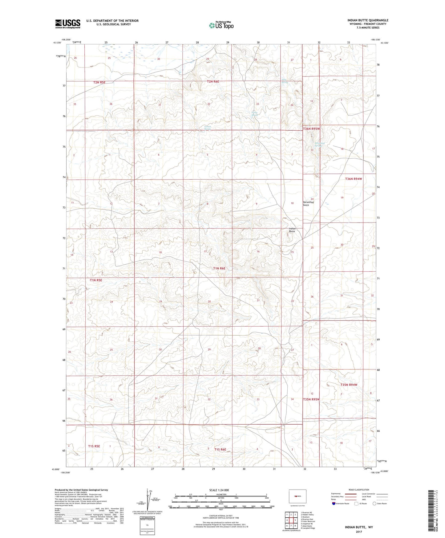 Indian Butte Wyoming US Topo Map Image